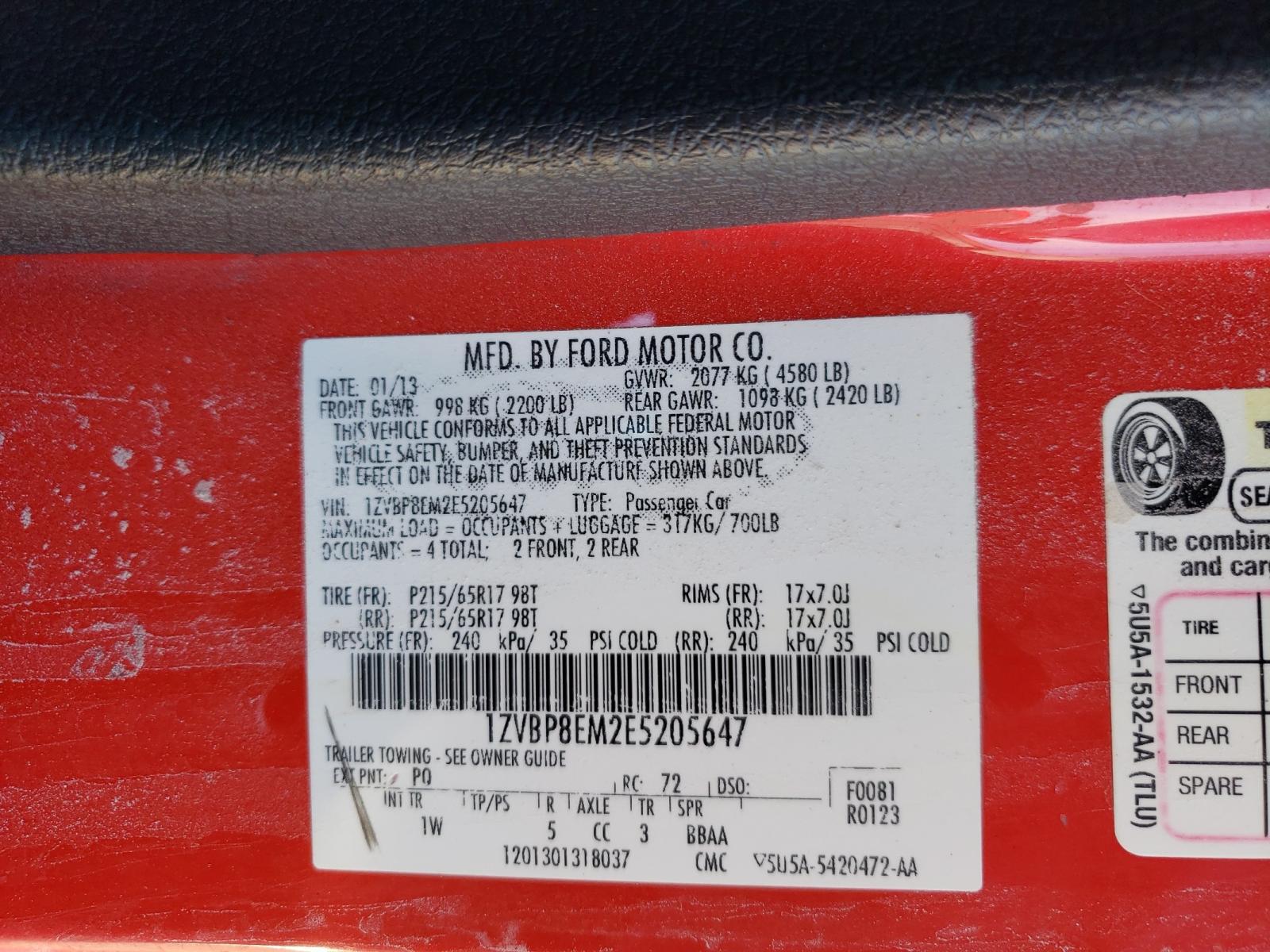 Photo 10 from auction – 2014 FORD MUSTANG with VIN 1ZVBP8EM2E5205647