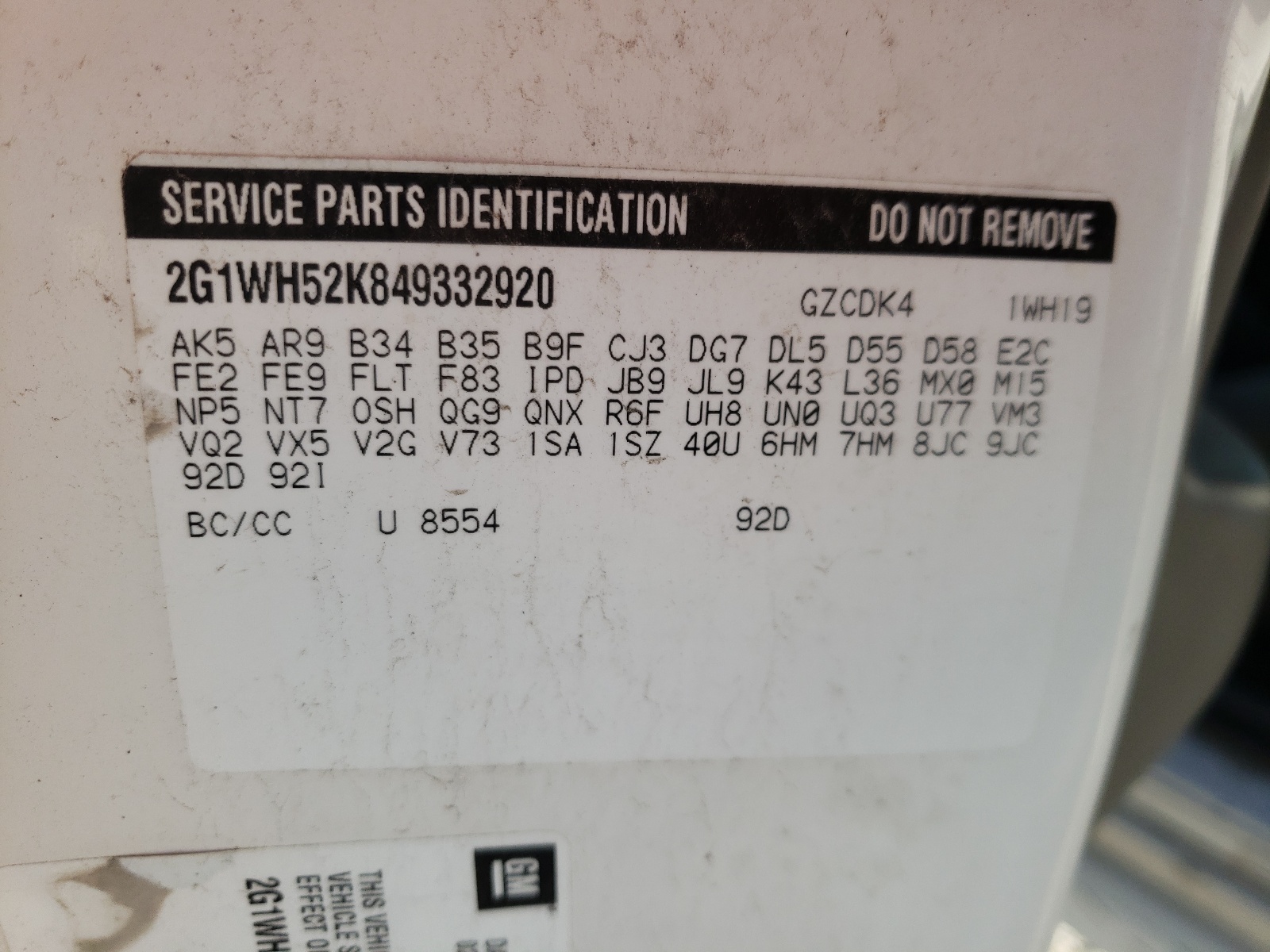 Photo 10 from auction – 2004 CHEVROLET IMPALA LS with VIN 2G1WH52K849332920