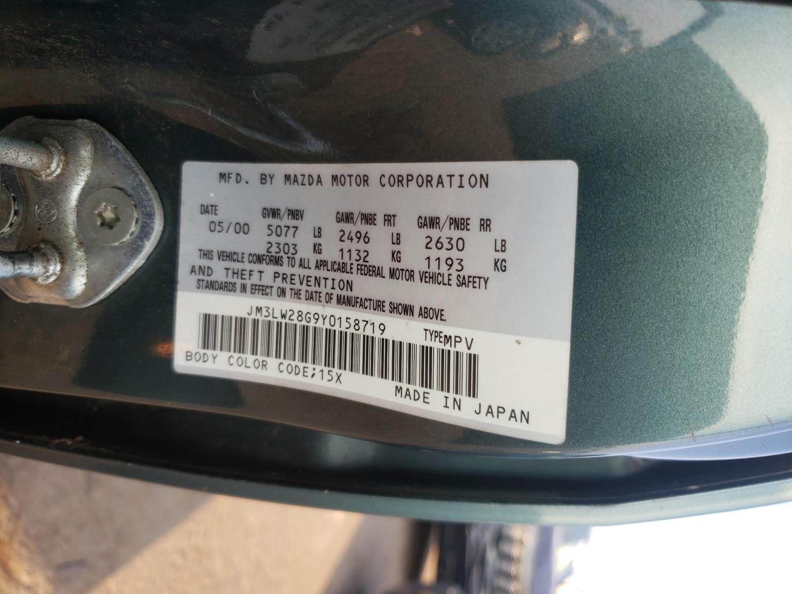 Photo 10 from auction – 2000 MAZDA MPV with VIN JM3LW28G9Y0158719
