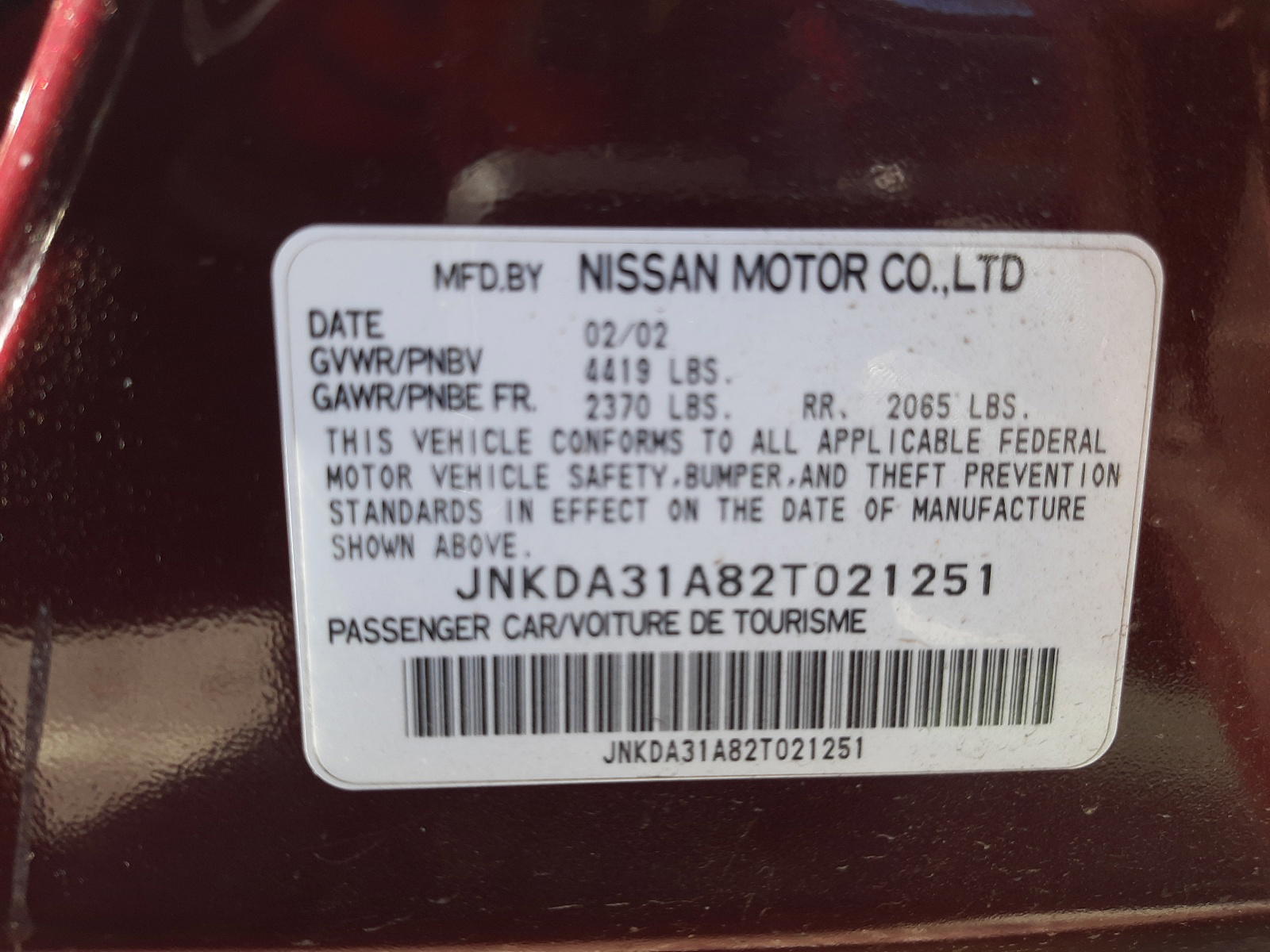 Photo 10 from auction – 2002 INFINITI I35 with VIN JNKDA31A82T021251