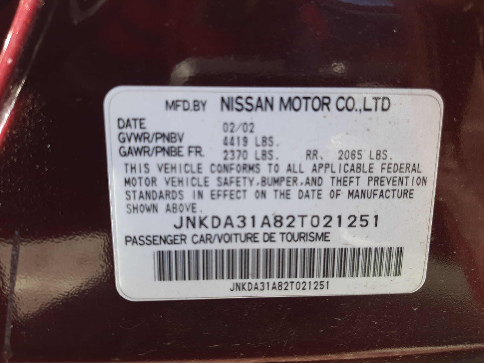 Zdjęcie 10 z aukcji – 2002 INFINITI I35 z VIN JNKDA31A82T021251