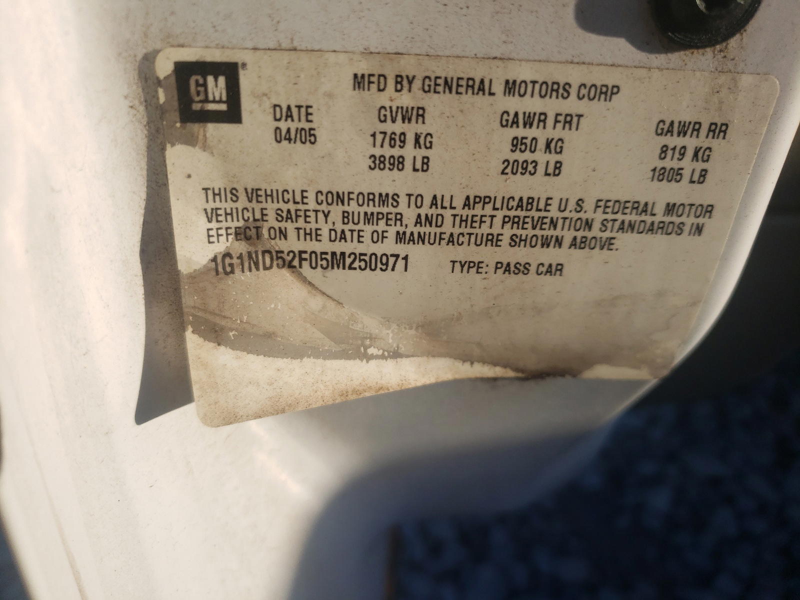 Photo 10 from auction – 2005 CHEVROLET CLASSIC with VIN 1G1ND52F05M250971