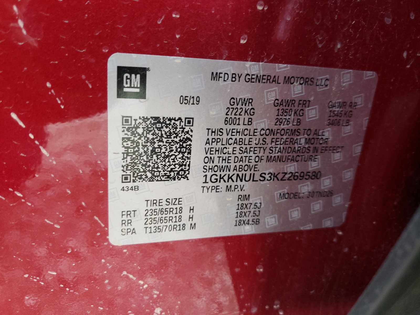 Photo 10 from auction – 2019 GMC ACADIA SLT with VIN 1GKKNULS3KZ269580