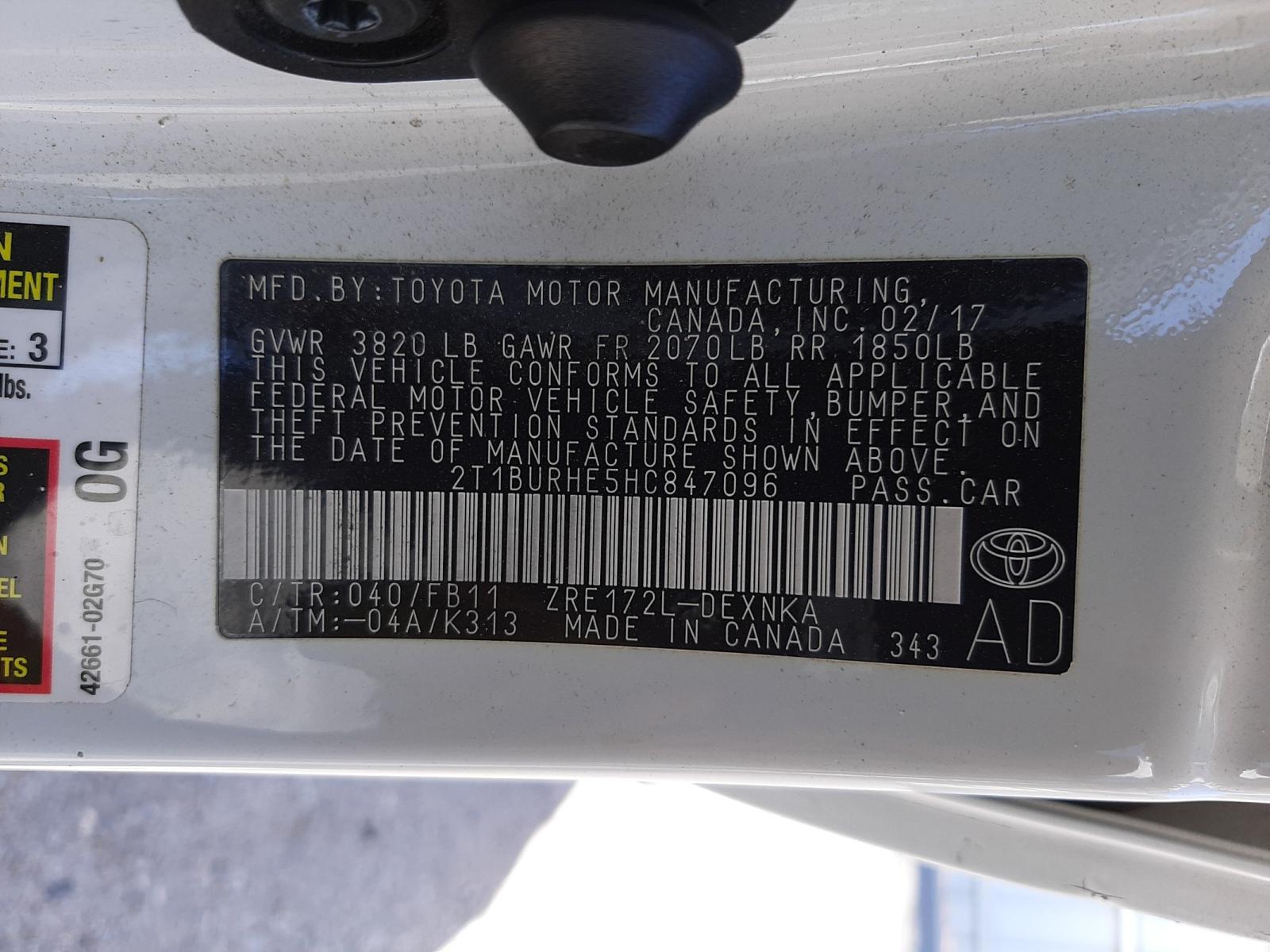 Photo 11 from auction – 2017 TOYOTA COROLLA L with VIN 2T1BURHE5HC847096
