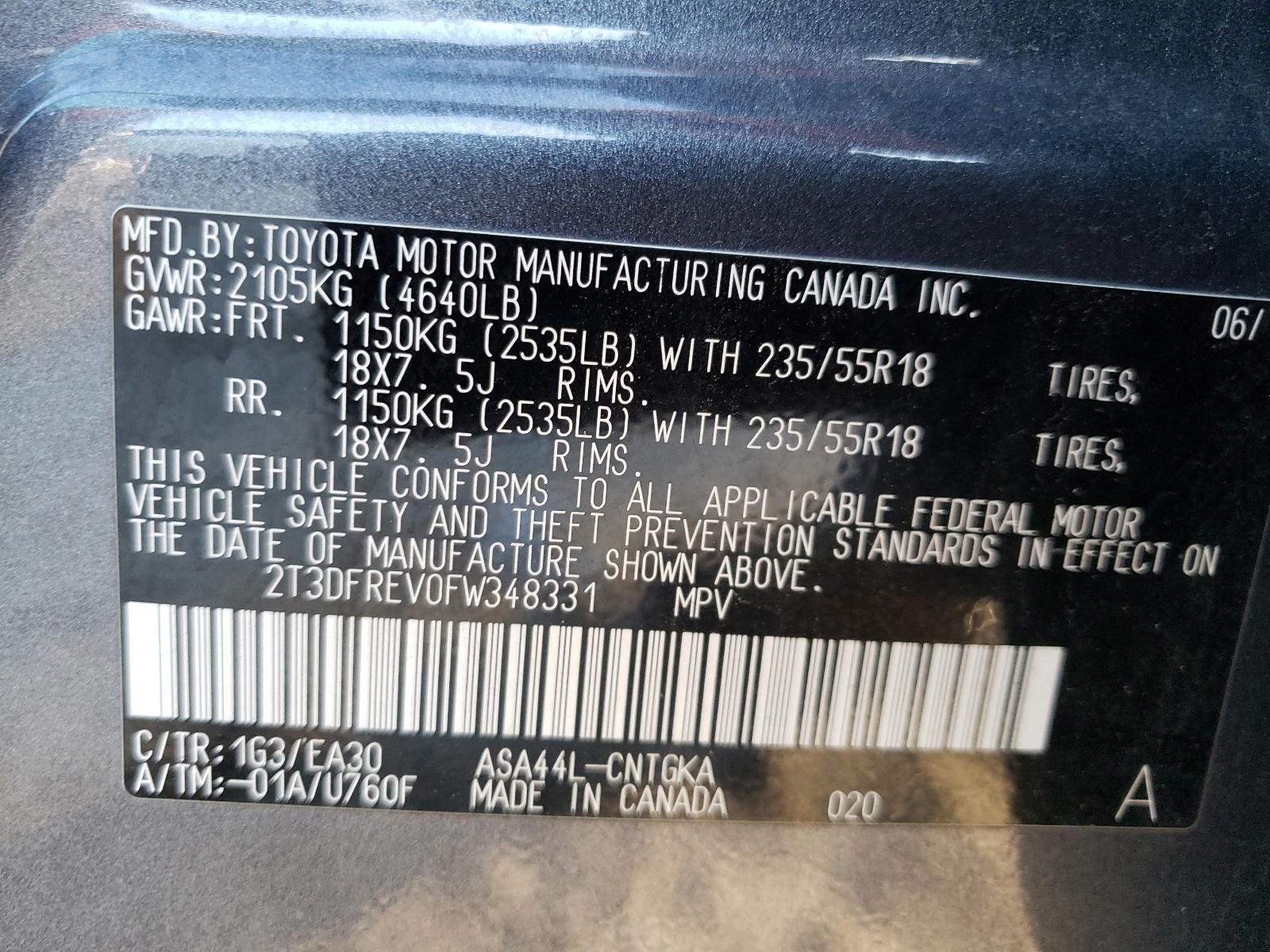 Photo 10 from auction – 2015 TOYOTA RAV4 LIMIT with VIN 2T3DFREV0FW348331