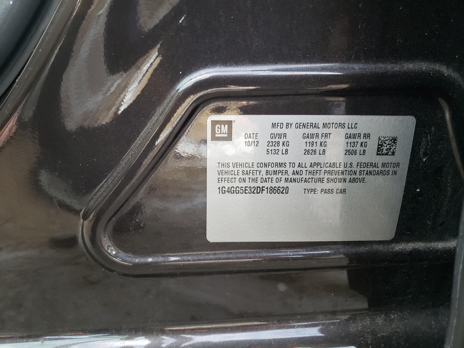Photo 10 from auction – 2013 BUICK LACROSSE P with VIN 1G4GG5E32DF186620