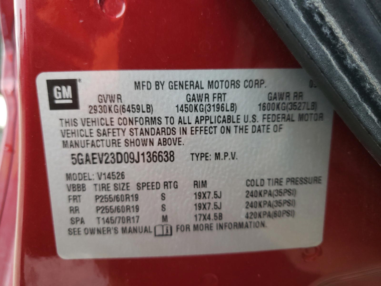 Photo 10 from auction – 2009 BUICK ENCLAVE CX with VIN 5GAEV23D09J136638