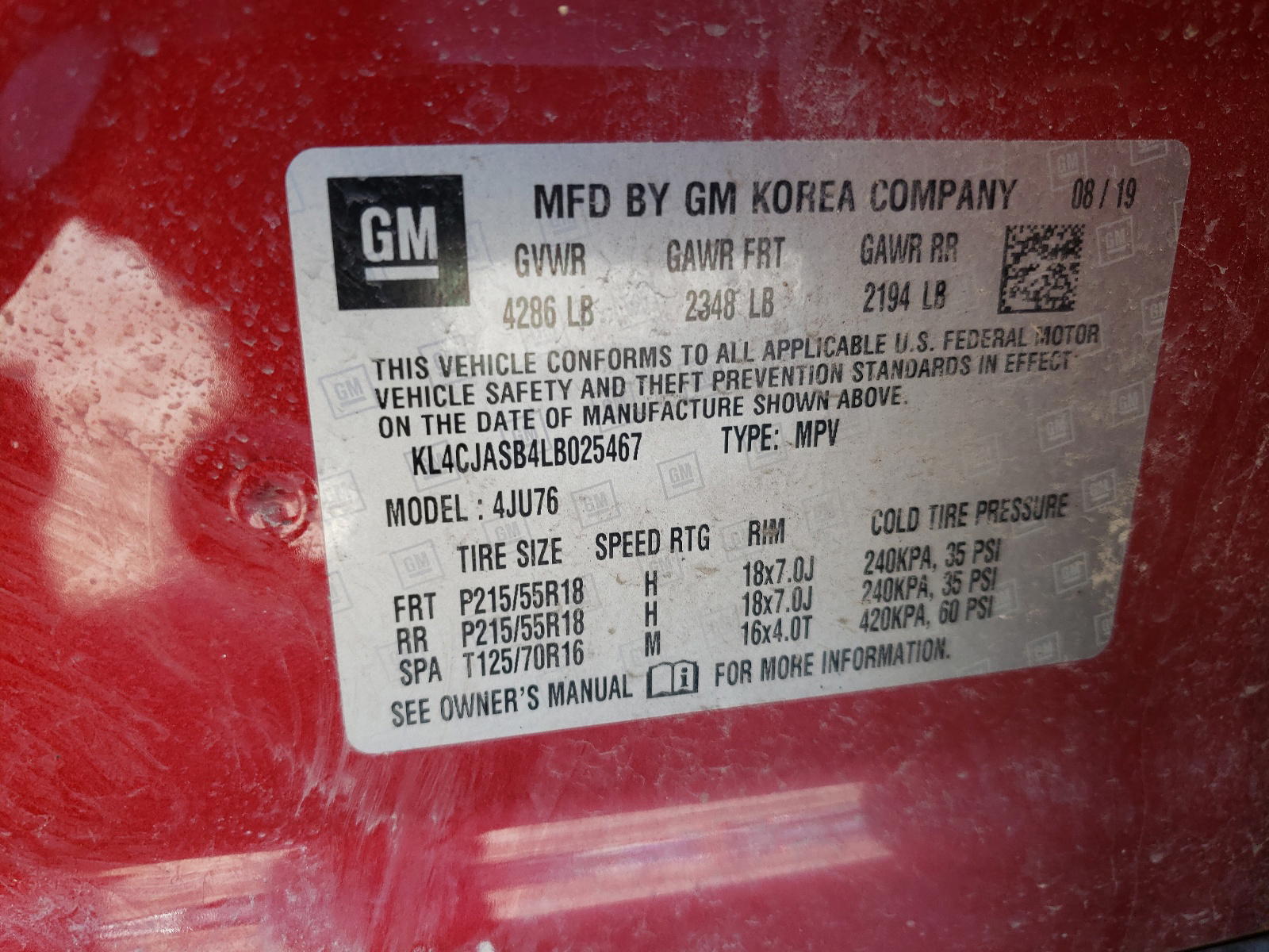 Photo 10 from auction – 2020 BUICK ENCORE PRE with VIN KL4CJASB4LB025467