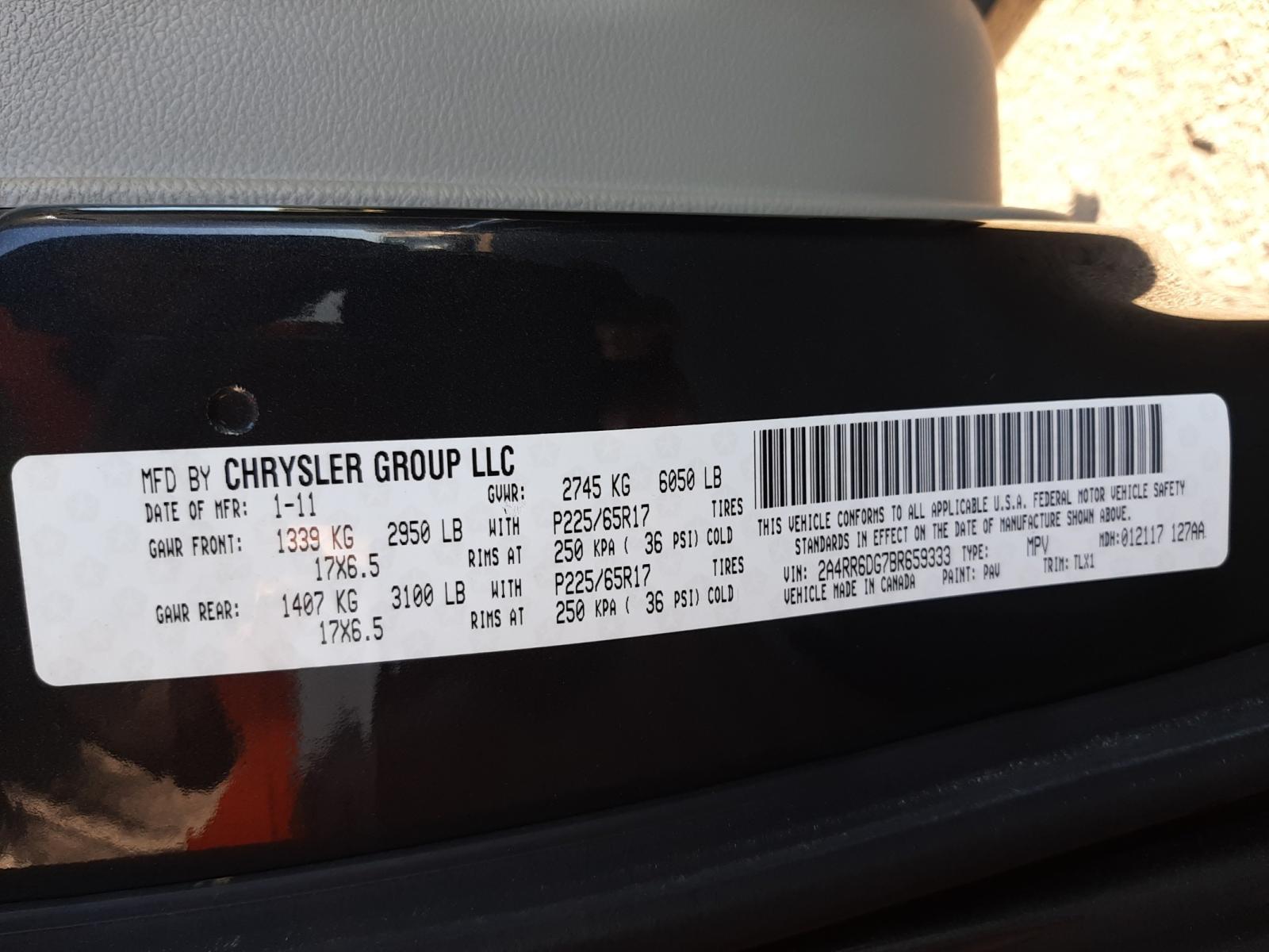 Photo 10 from auction – 2011 CHRYSLER TOWN & COU with VIN 2A4RR6DG7BR659333