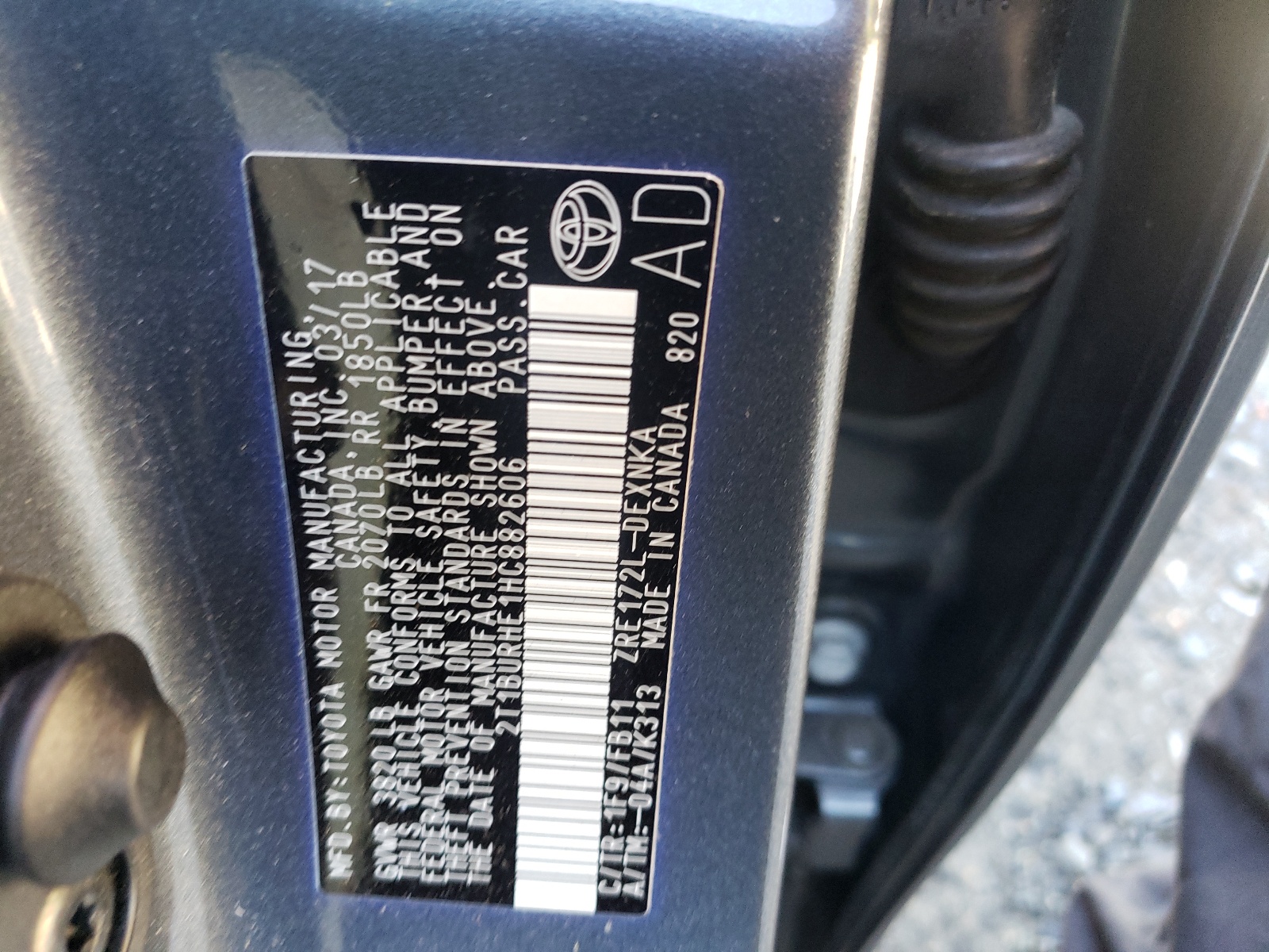 Photo 10 from auction – 2017 TOYOTA COROLLA L with VIN 2T1BURHE1HC882606