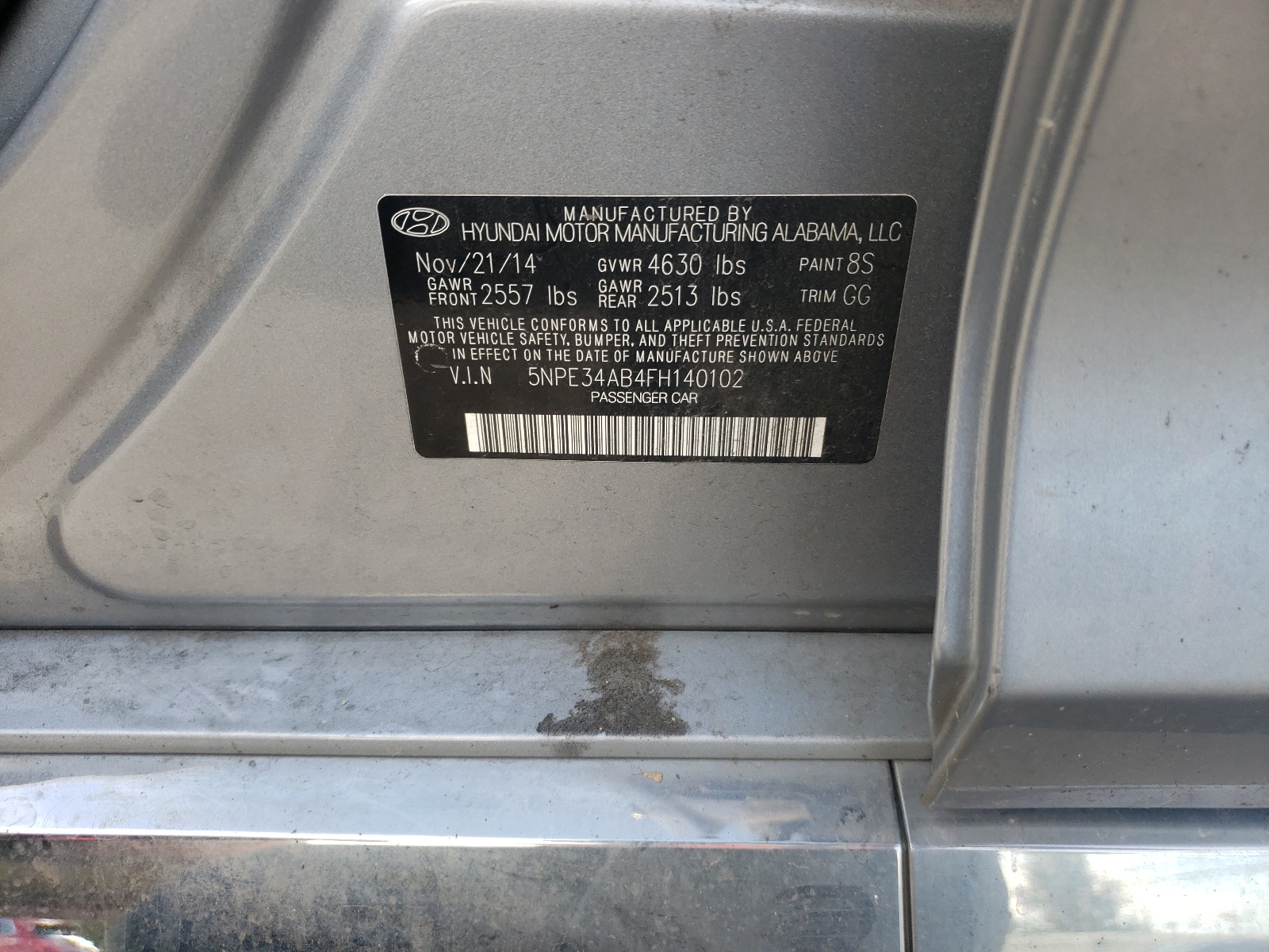 Photo 10 from auction – 2015 HYUNDAI SONATA SPO with VIN 5NPE34AB4FH140102