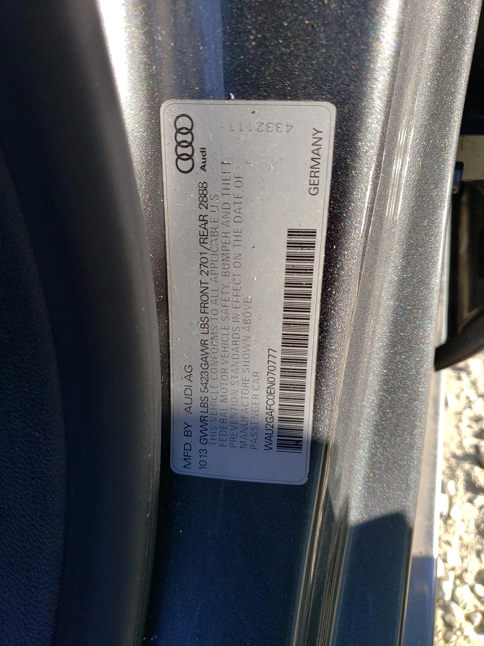 Photo 10 from auction – 2014 AUDI A7 PRESTIG with VIN WAU2GAFC0EN070777
