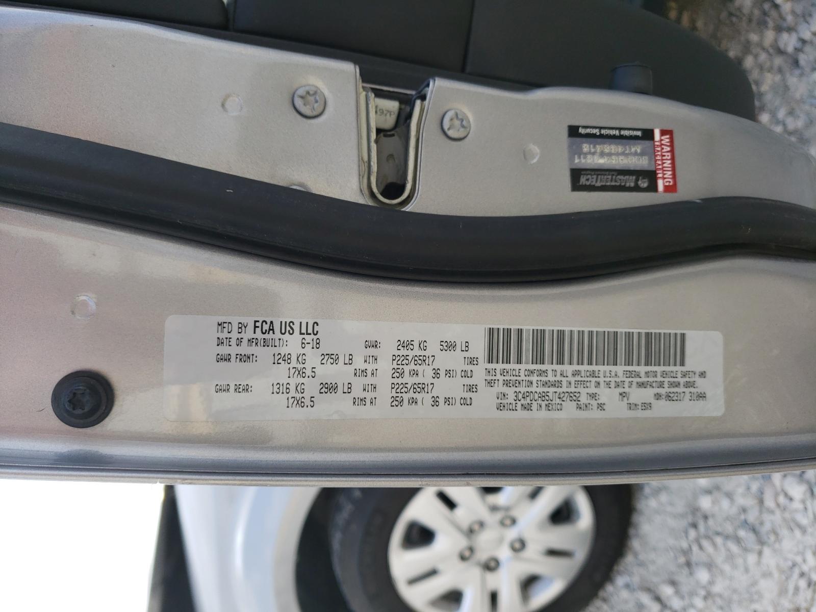 Photo 10 from auction – 2018 DODGE JOURNEY SE with VIN 3C4PDCAB5JT427652