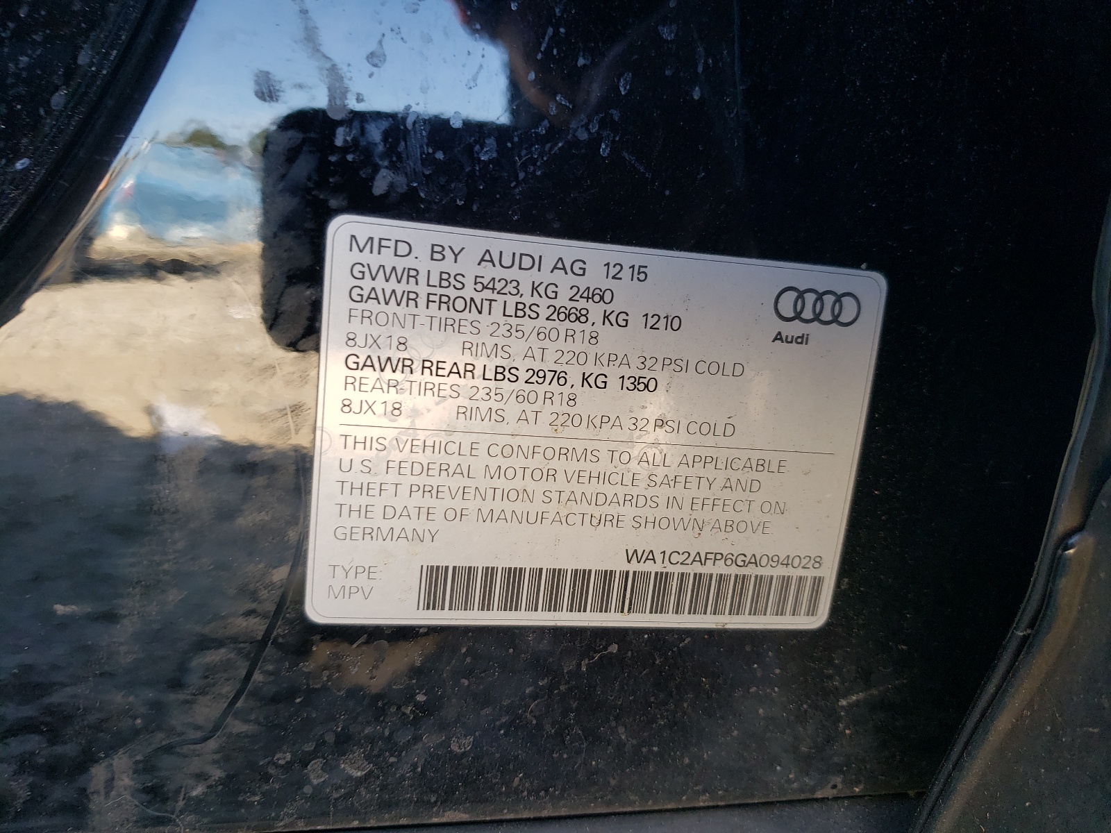 Zdjęcie 10 z aukcji – 2016 AUDI Q5 PREMIUM z VIN WA1C2AFP6GA094028