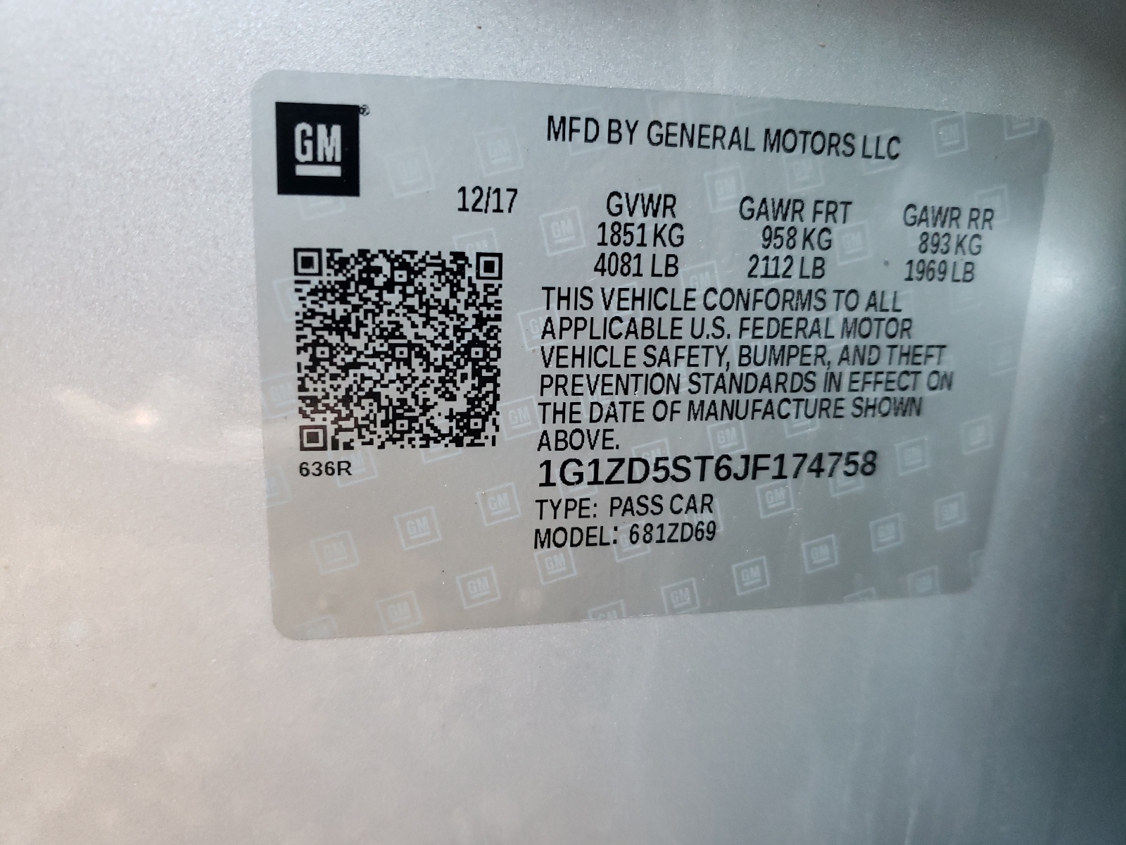 Photo 10 from auction – 2018 CHEVROLET MALIBU LT with VIN 1G1ZD5ST6JF174758