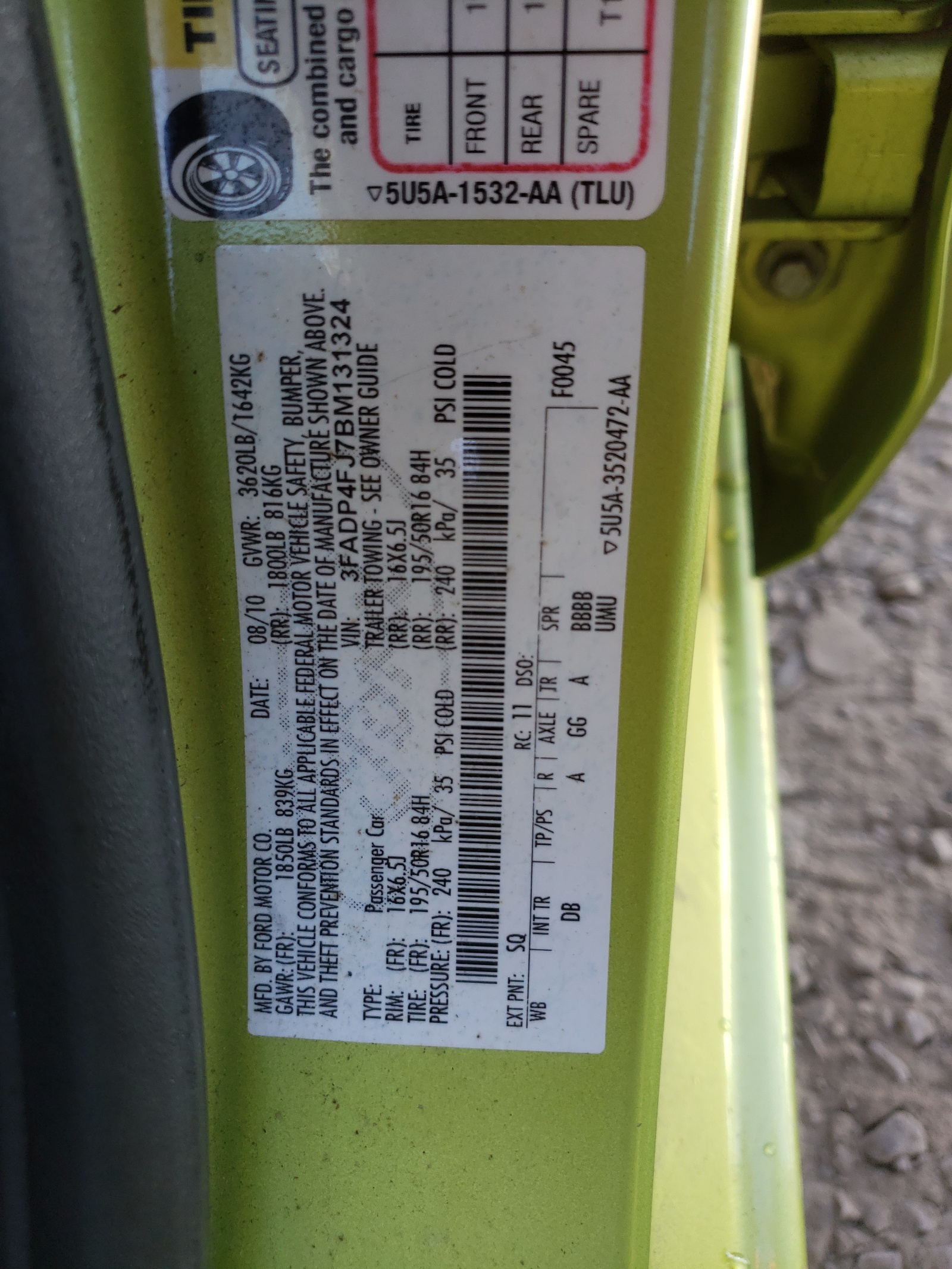 Photo 10 from auction – 2011 FORD FIESTA SES with VIN 3FADP4FJ7BM131324