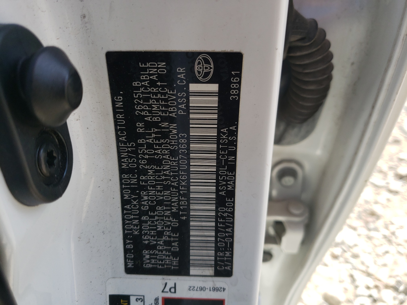Photo 10 from auction – 2015 TOYOTA CAMRY LE with VIN 4T1BF1FK6FU073683