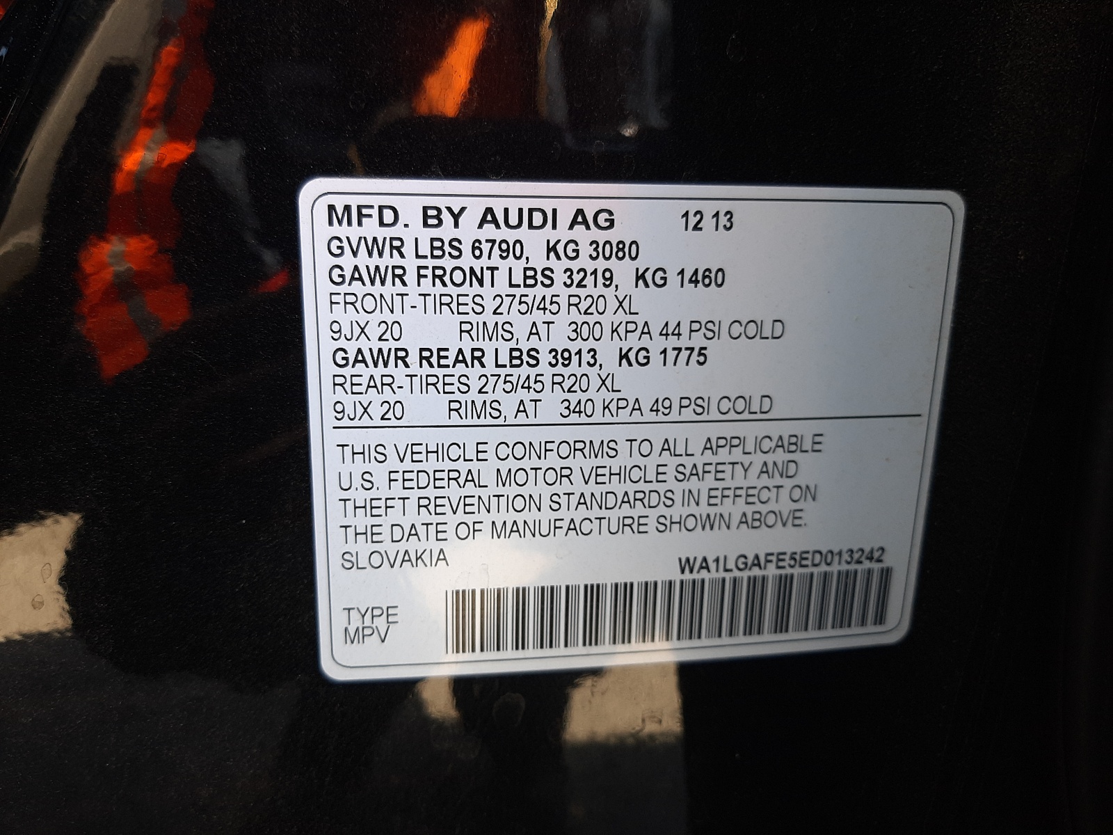 Photo 10 from auction – 2014 AUDI Q7 PREMIUM with VIN WA1LGAFE5ED013242
