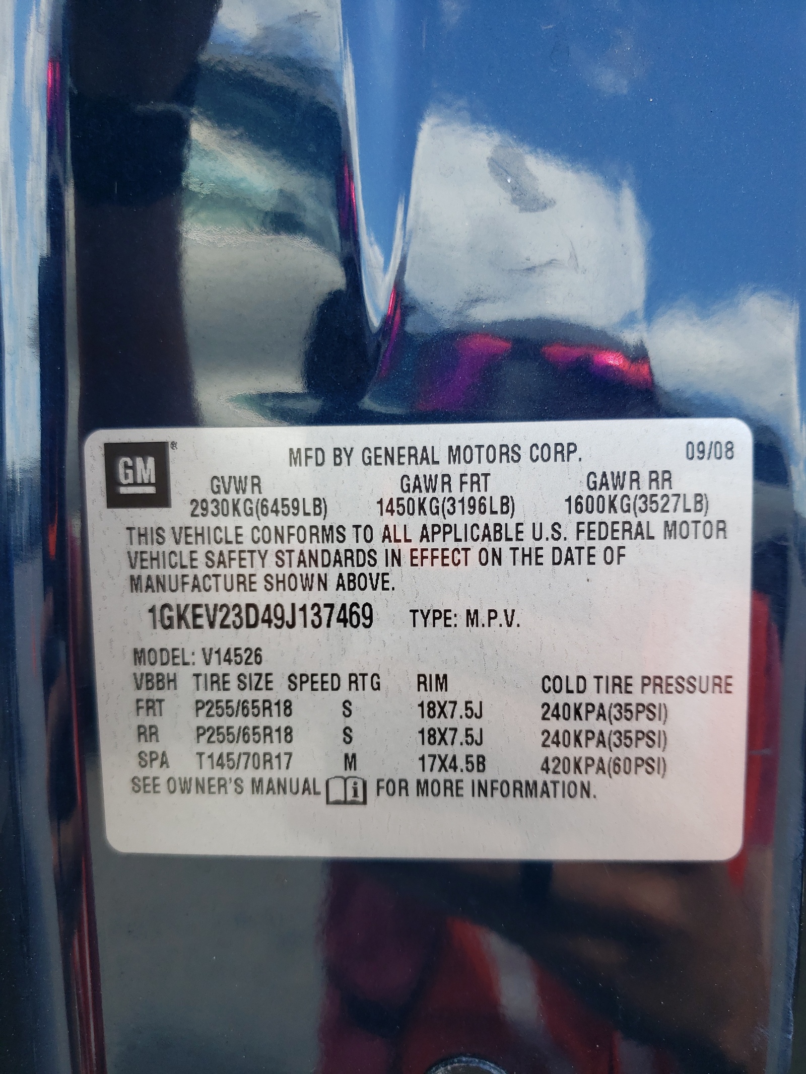 Photo 10 from auction – 2009 GMC ACADIA SLT with VIN 1GKEV23D49J137469