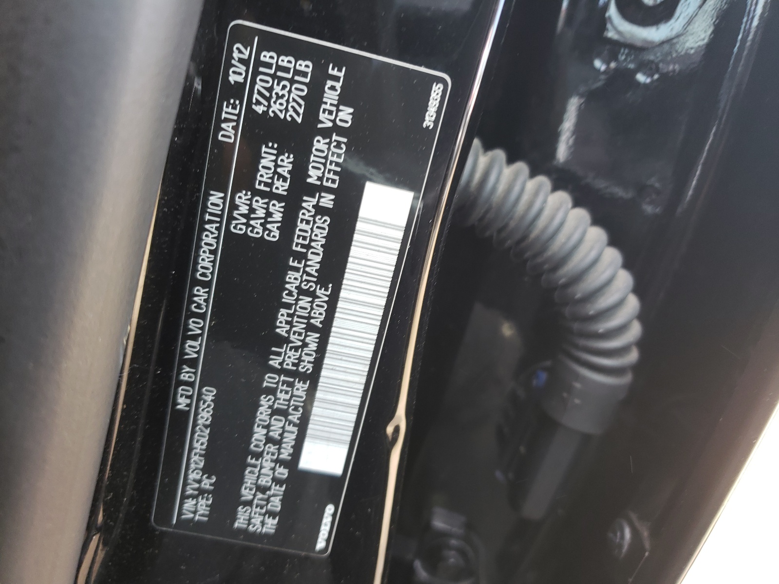 Photo 10 from auction – 2013 VOLVO S60 T5 with VIN YV1612FH5D2196540