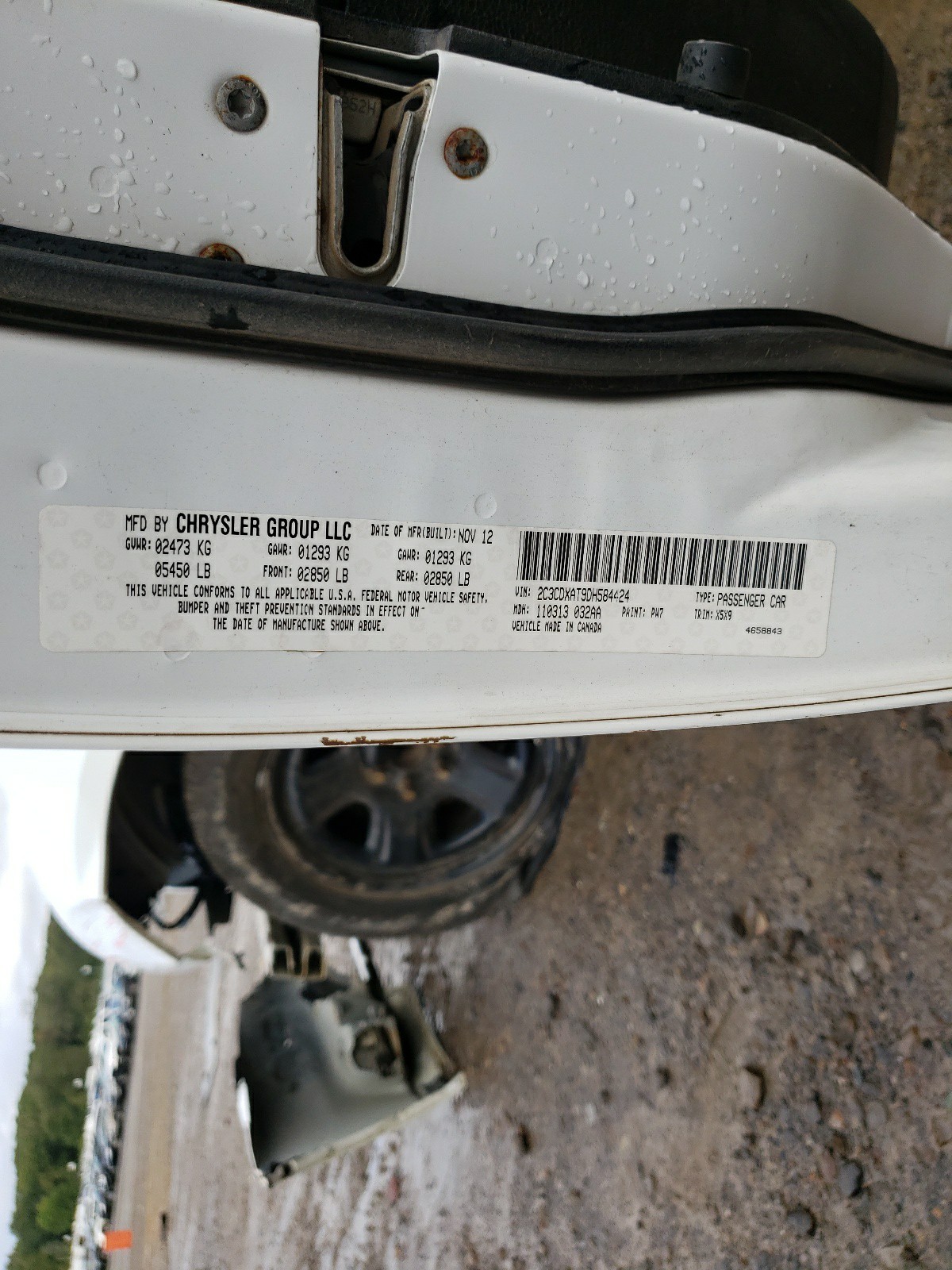 Photo 10 from auction – 2013 DODGE CHARGER PO with VIN 2C3CDXAT9DH584424