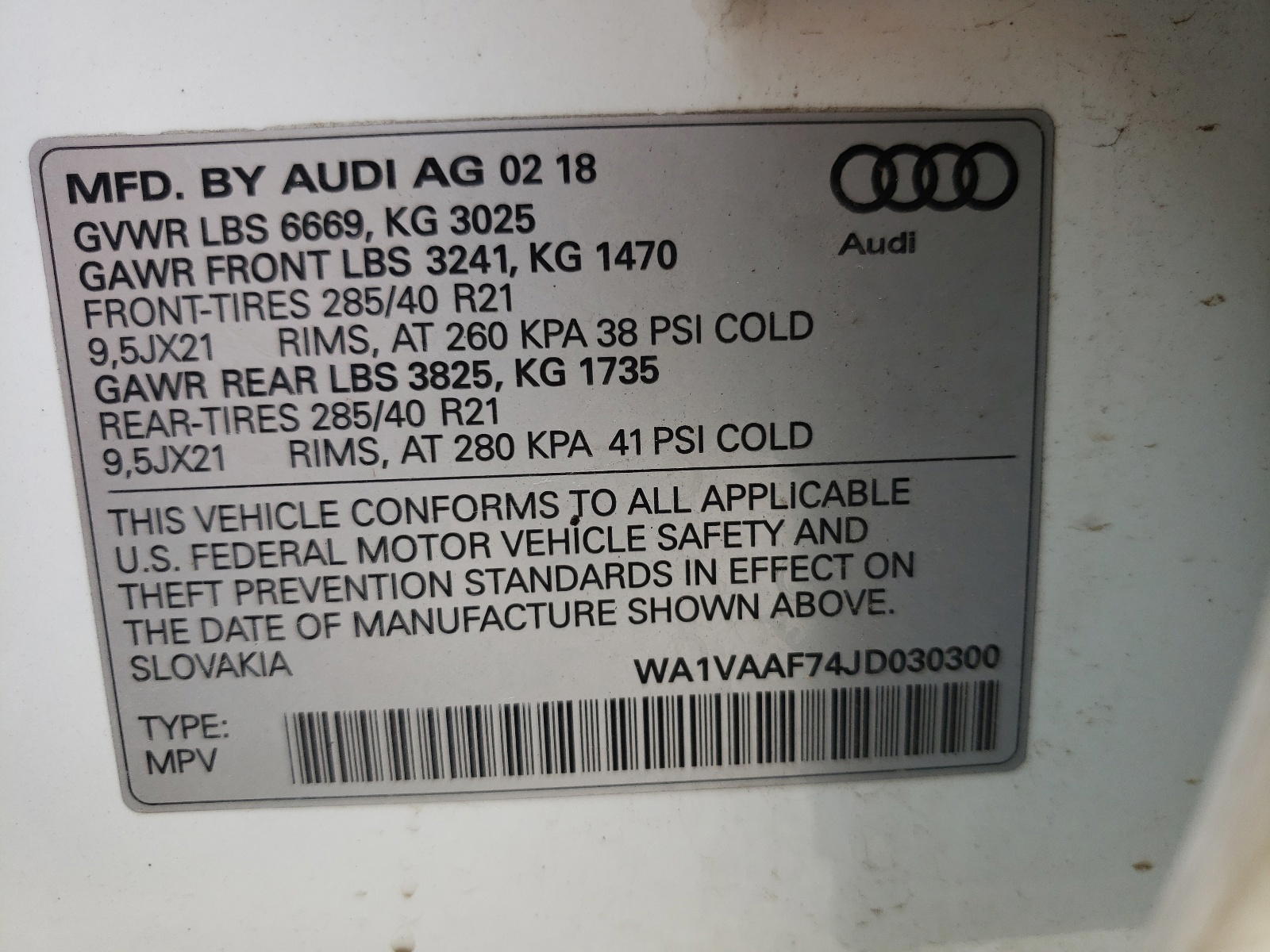 Photo 10 from auction – 2018 AUDI Q7 PRESTIG with VIN WA1VAAF74JD030300