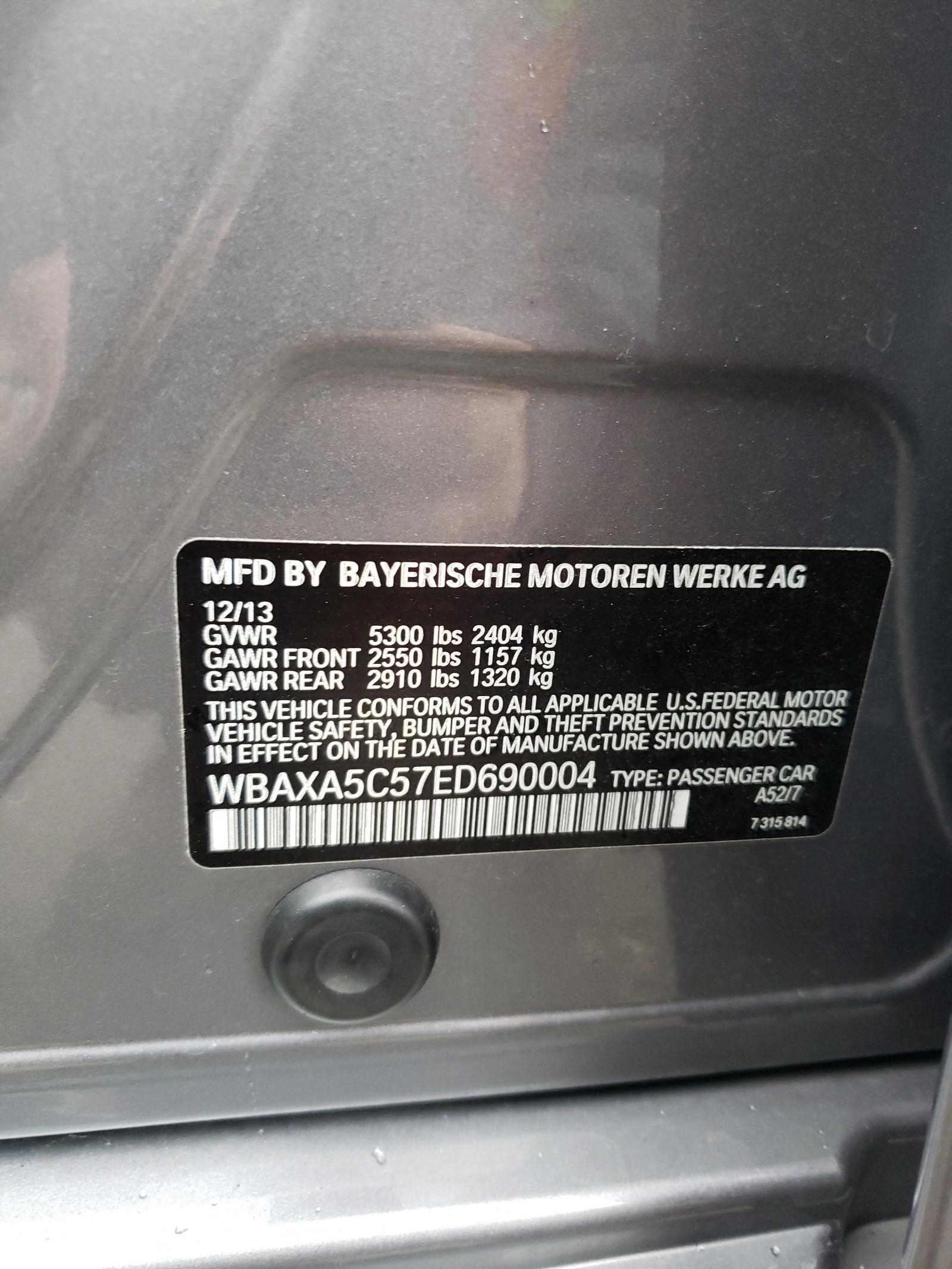 Photo 10 from auction – 2014 BMW 535 D with VIN WBAXA5C57ED690004