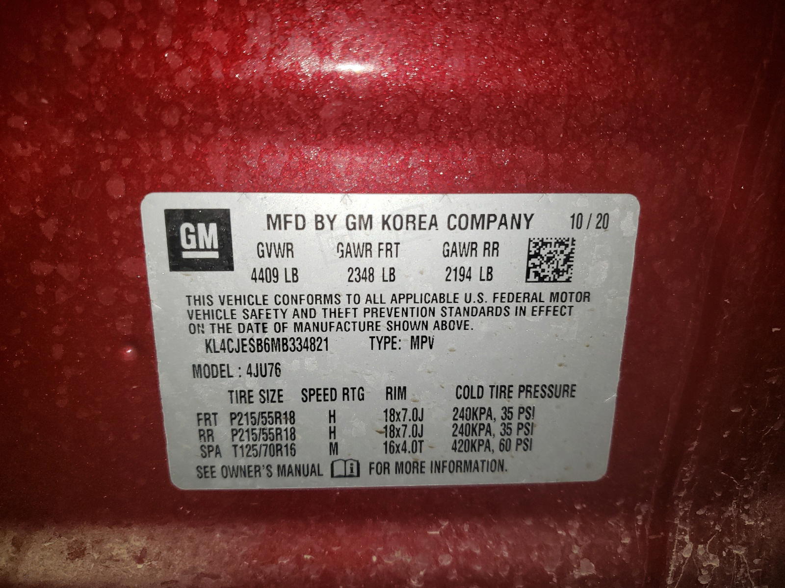 Photo 10 from auction – 2021 BUICK ENCORE PRE with VIN KL4CJESB6MB334821