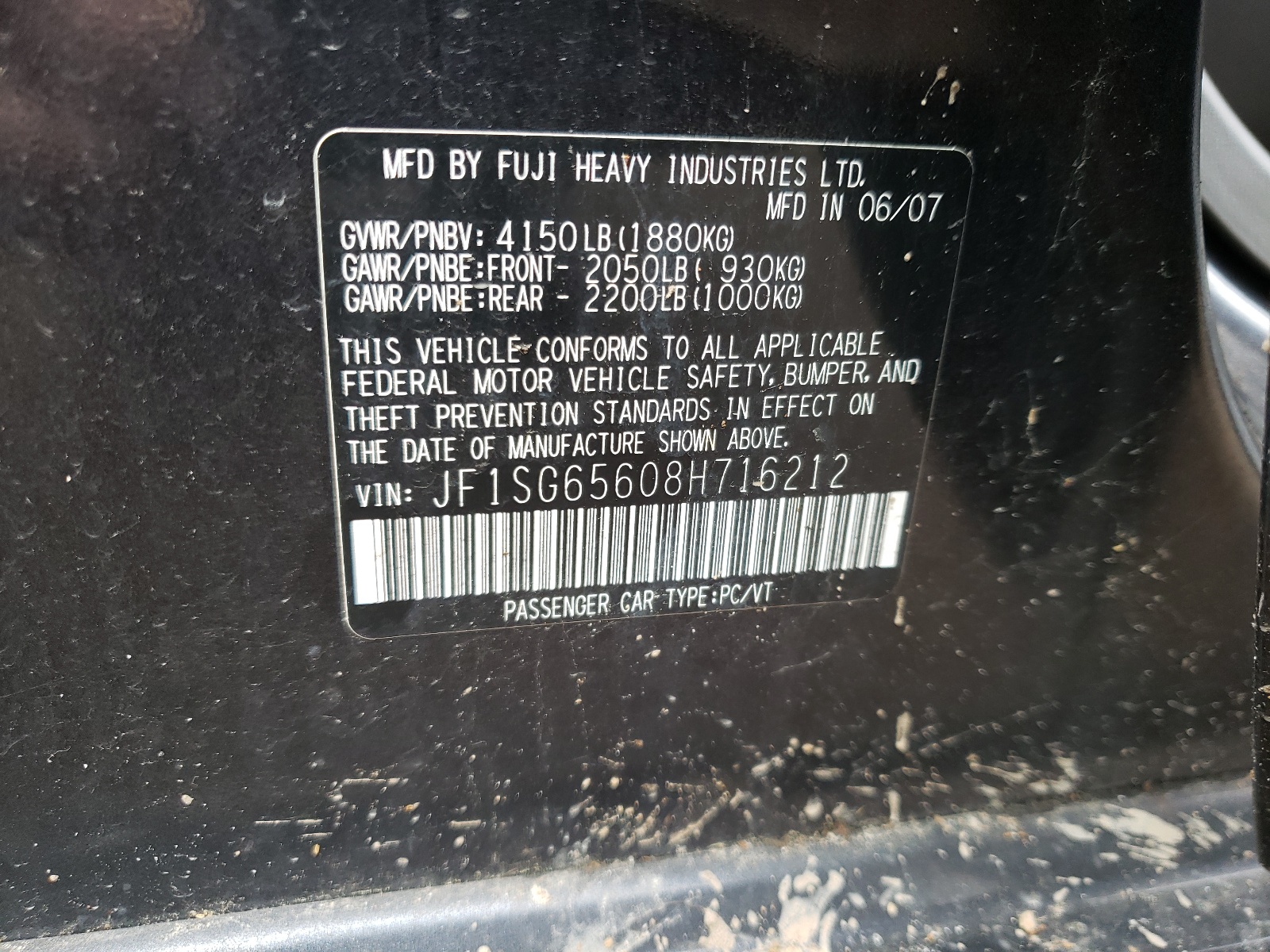 Foto 10 de la subasta – 2008 SUBARU FORESTER 2 con VIN JF1SG65608H716212
