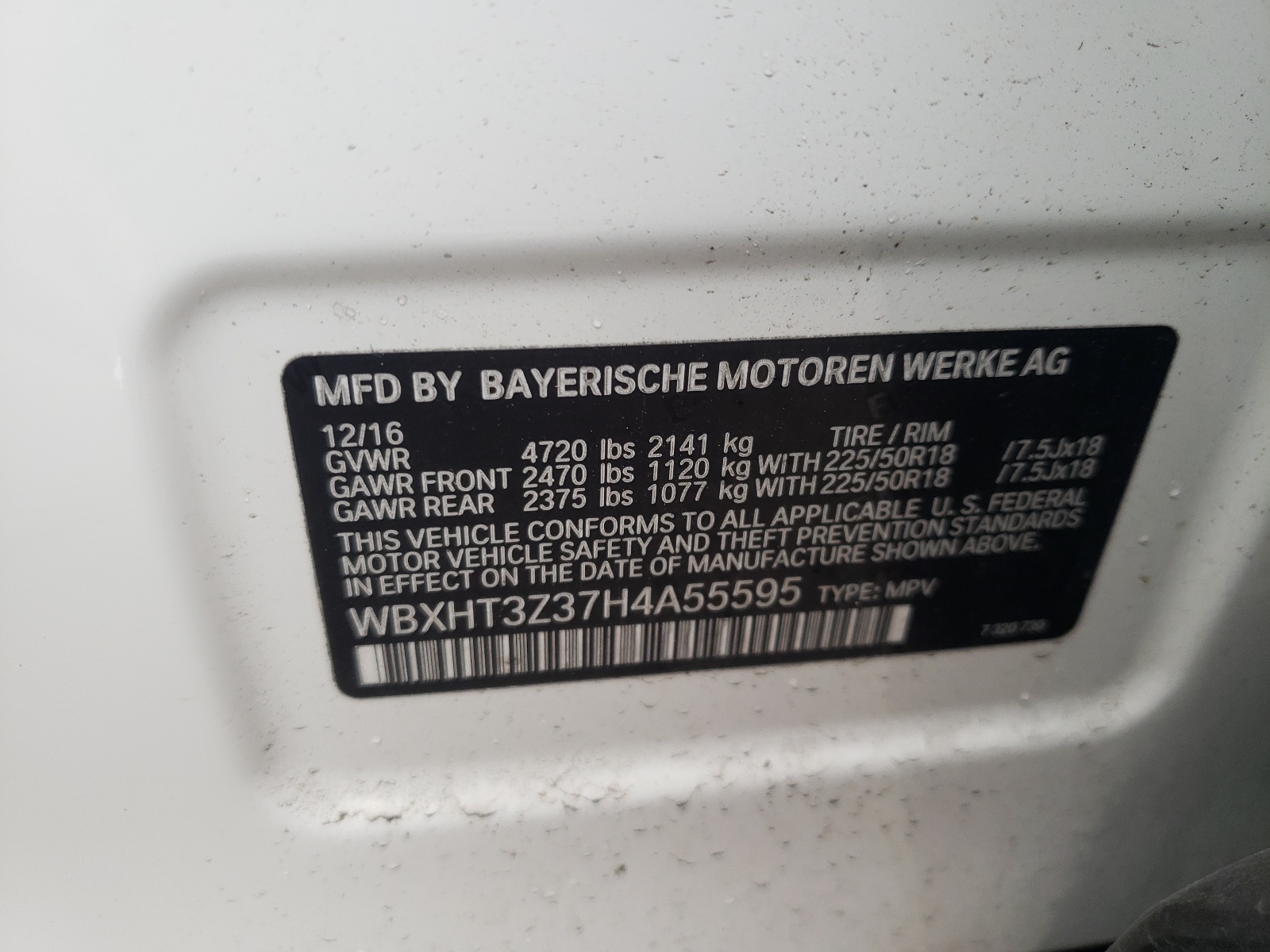 Photo 10 from auction – 2017 BMW X1 XDRIVE2 with VIN WBXHT3Z37H4A55595