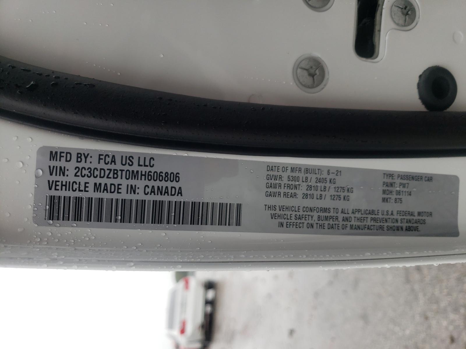 Photo 10 from auction – 2021 DODGE CHALLENGER with VIN 2C3CDZBT0MH606806