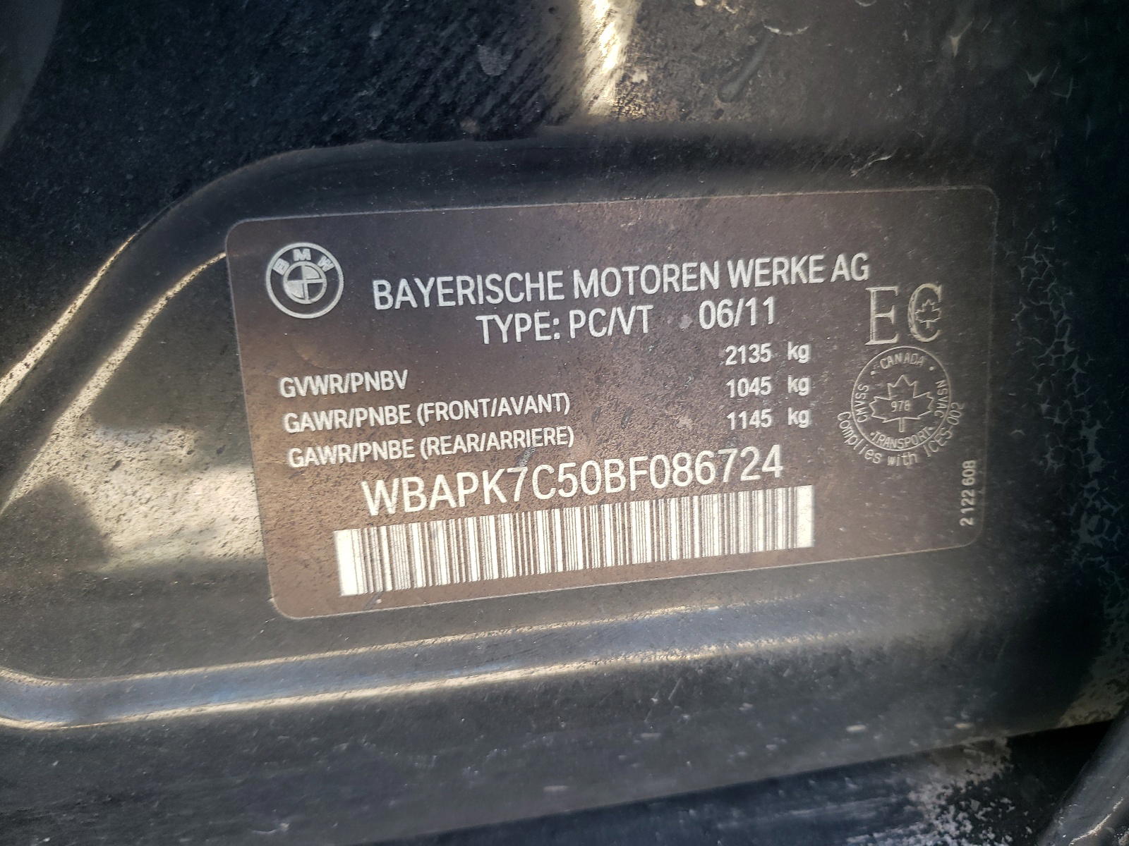 Photo 10 from auction – 2011 BMW 328 XI with VIN WBAPK7C50BF086724