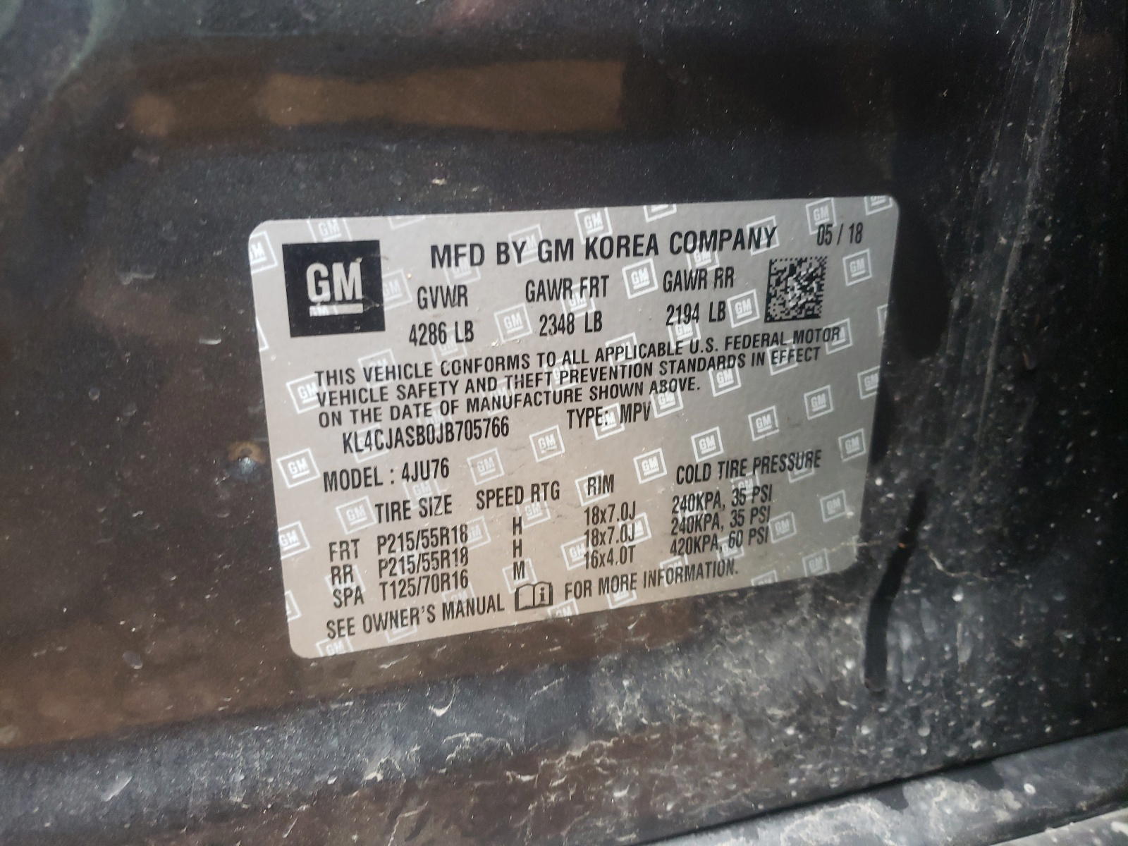 Photo 10 from auction – 2018 BUICK ENCORE PRE with VIN KL4CJASB0JB705766