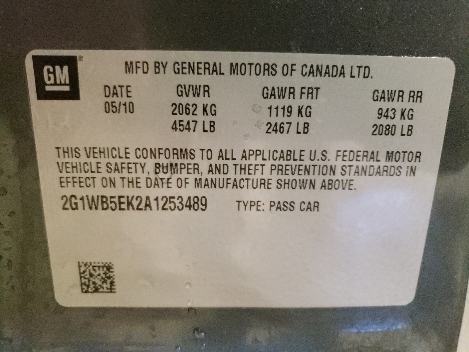 Photo 10 from auction – 2010 CHEVROLET IMPALA LT with VIN 2G1WB5EK2A1253489