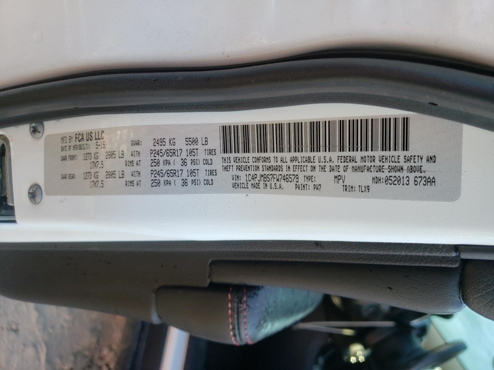 Photo 10 from auction – 2015 JEEP CHEROKEE T with VIN 1C4PJMBS7FW746579