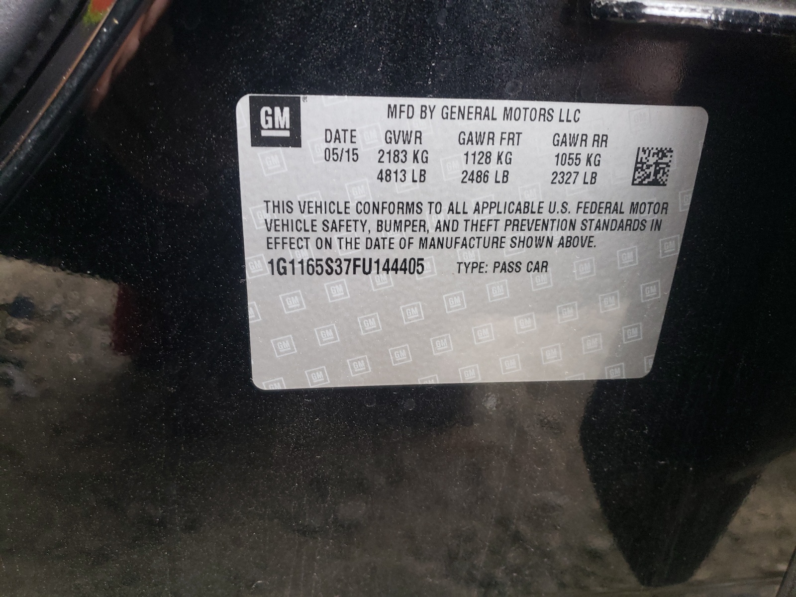 Photo 10 from auction – 2015 CHEVROLET IMPALA LTZ with VIN 1G1165S37FU144405