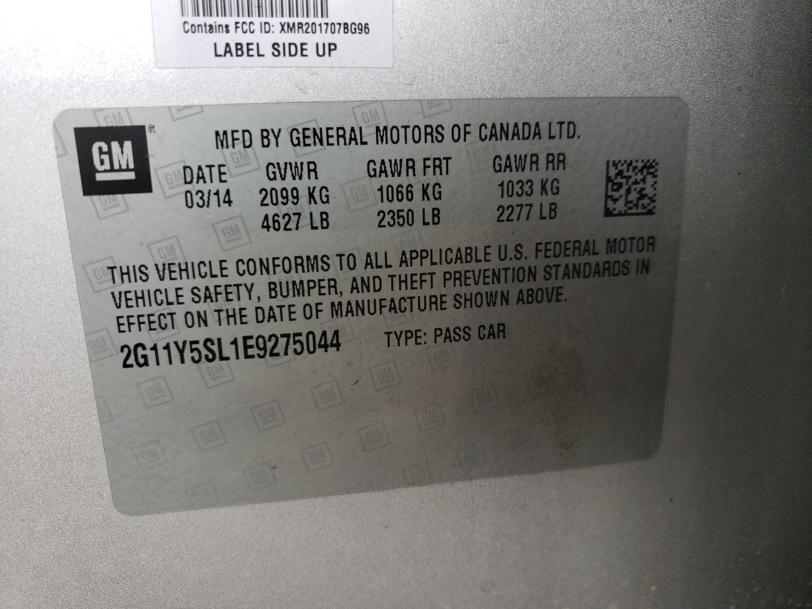 Photo 10 from auction – 2014 CHEVROLET IMPALA LS with VIN 2G11Y5SL1E9275044