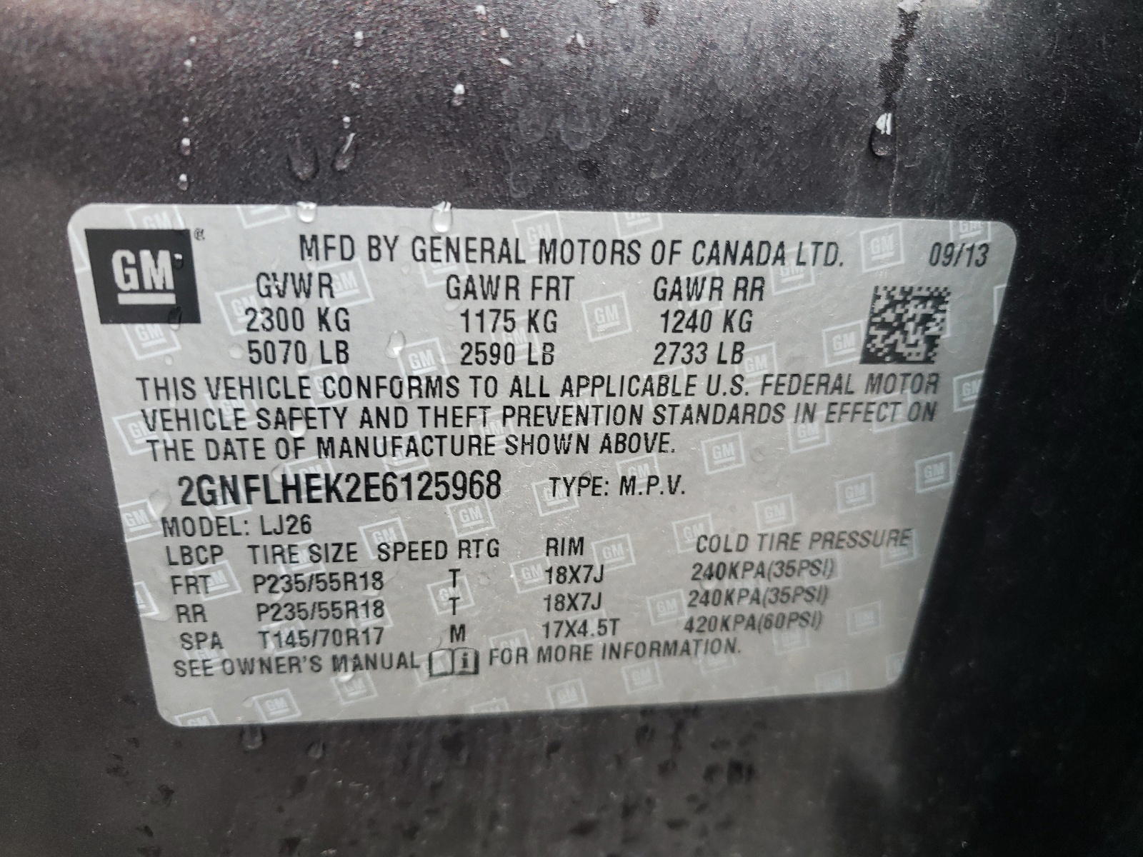 Photo 10 from auction – 2014 CHEVROLET EQUINOX LT with VIN 2GNFLHEK2E6125968