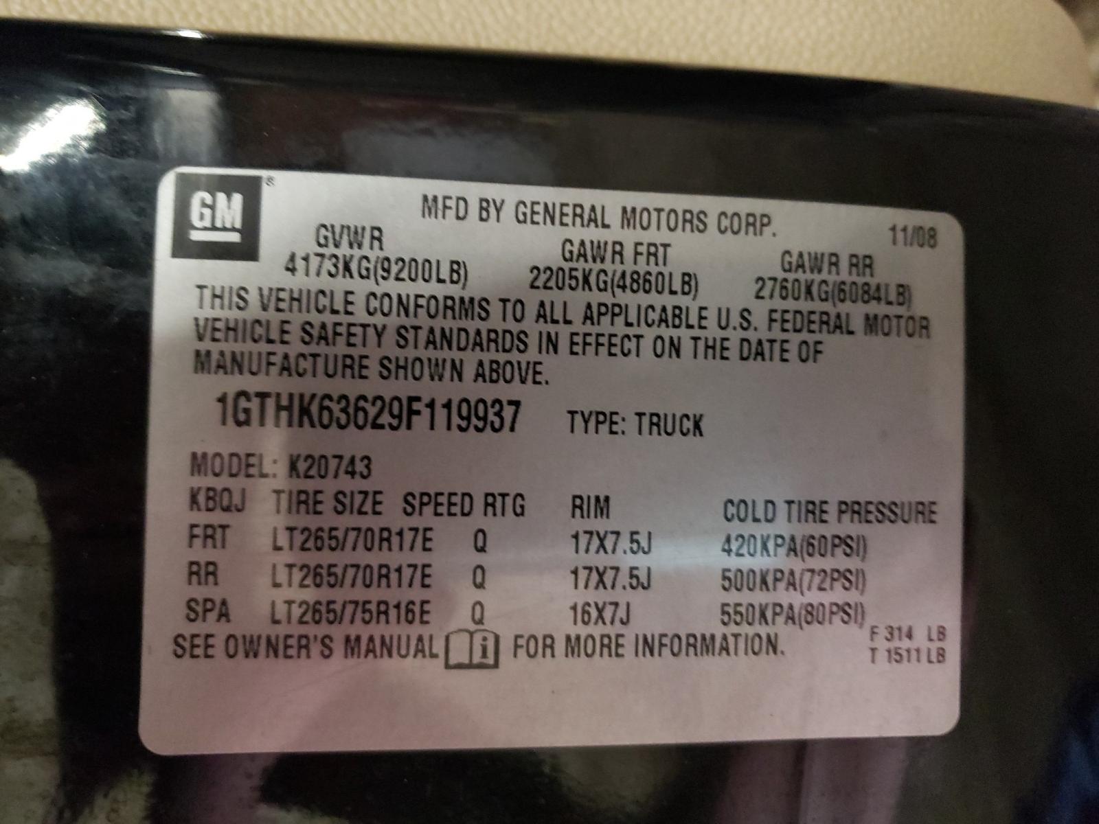 Photo 10 from auction – 2009 GMC SIERRA K25 with VIN 1GTHK63629F119937