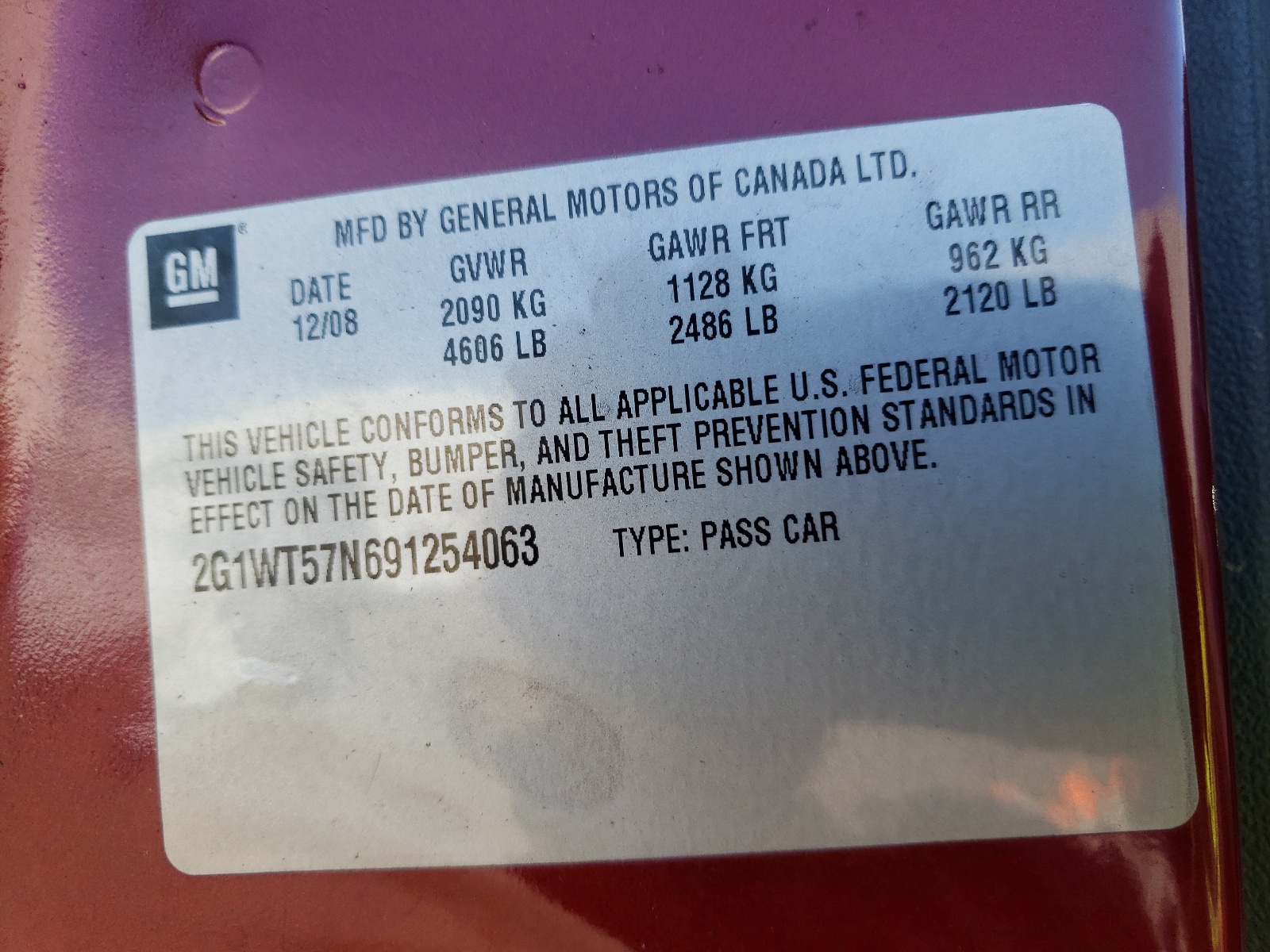 Photo 10 from auction – 2009 CHEVROLET IMPALA 1LT with VIN 2G1WT57N691254063