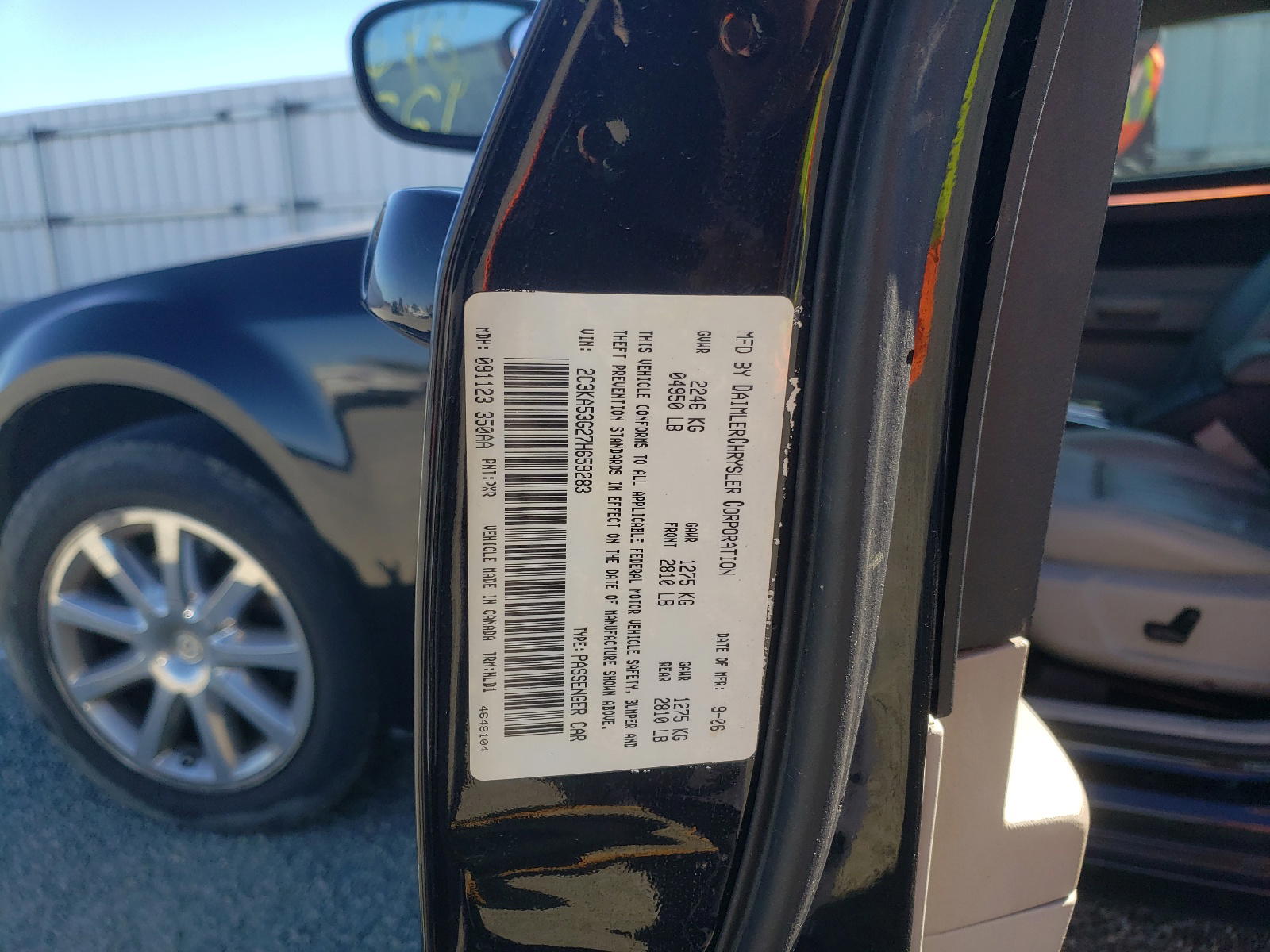 Photo 10 from auction – 2007 CHRYSLER 300 with VIN 2C3KA53G27H659283