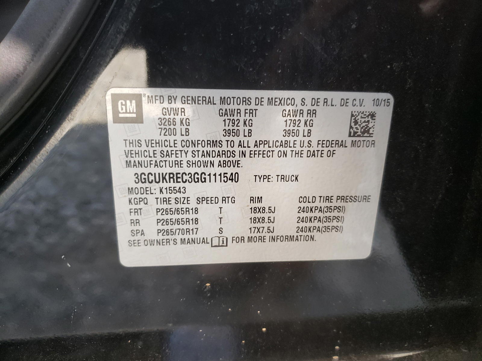 Photo 10 from auction – 2016 CHEVROLET SILVERADO with VIN 3GCUKREC3GG111540