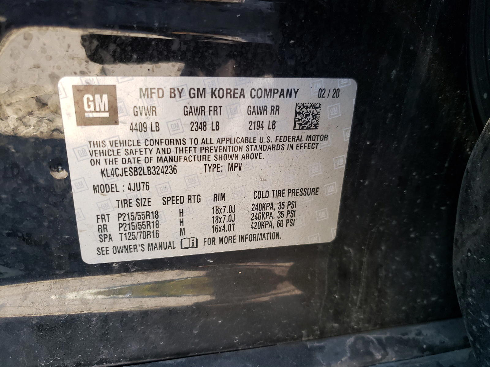 Photo 10 from auction – 2020 BUICK ENCORE PRE with VIN KL4CJESB2LB324236