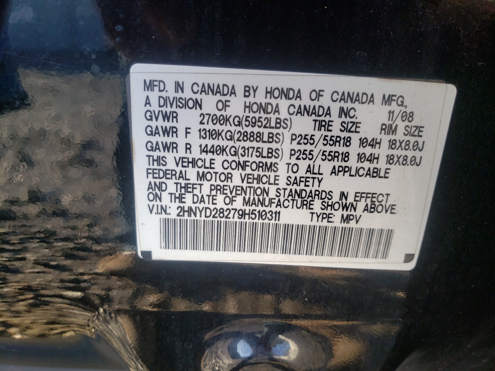 Photo 10 from auction – 2009 ACURA MDX with VIN 2HNYD28279H510311