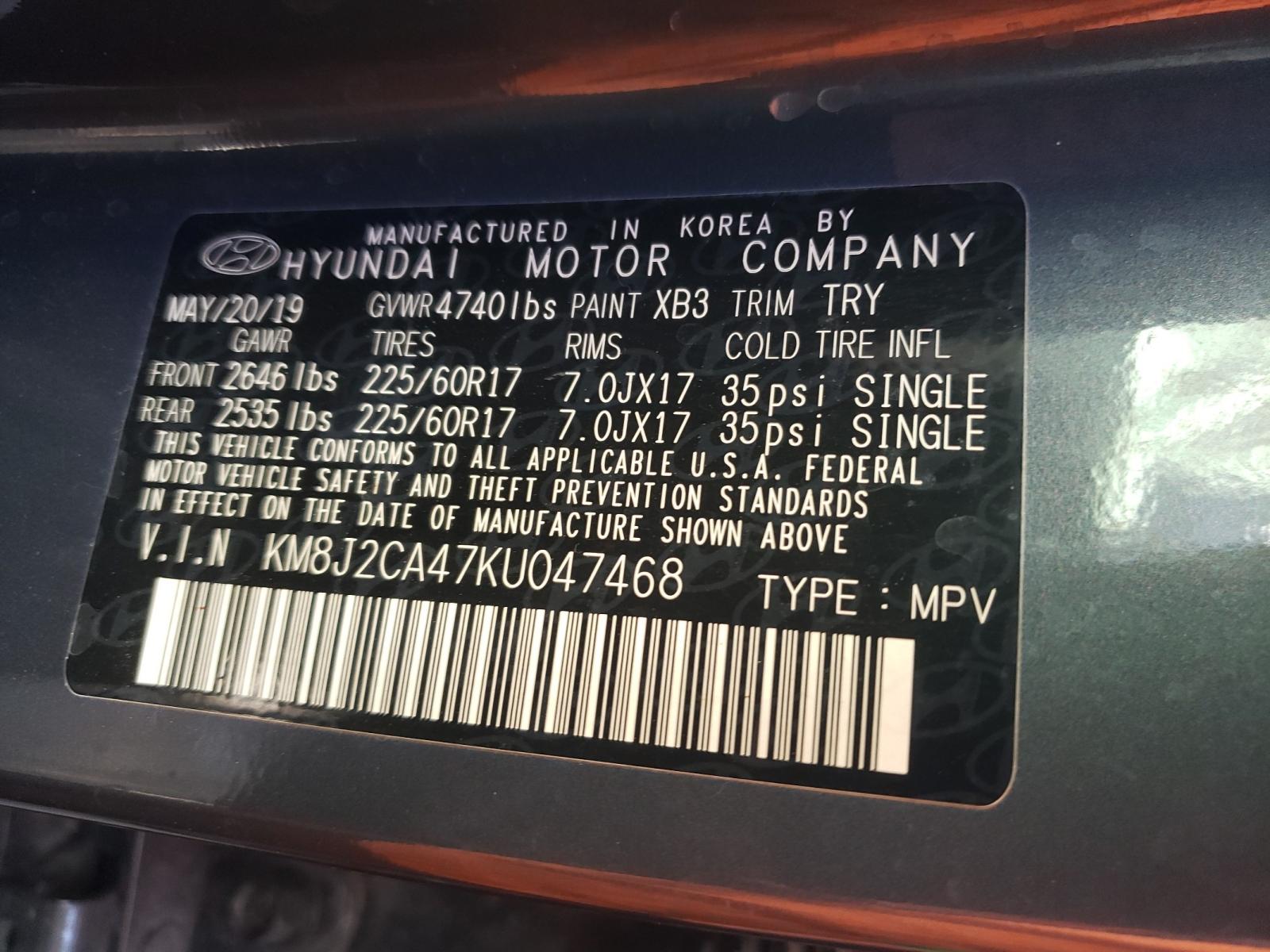 Photo 10 from auction – 2019 HYUNDAI TUCSON SE with VIN KM8J2CA47KU047468