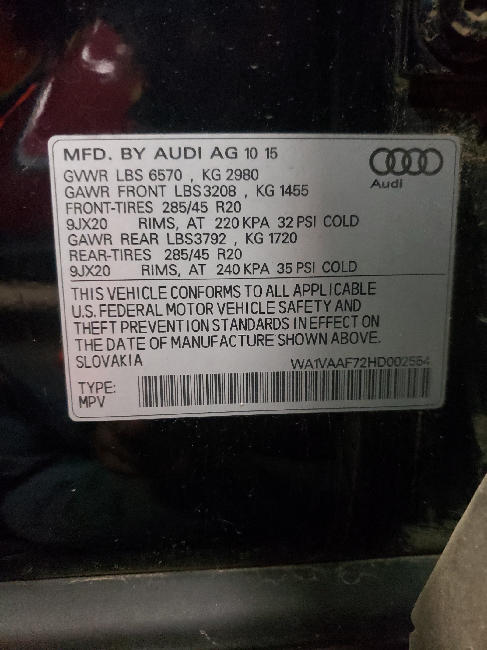 Zdjęcie 10 z aukcji – 2017 AUDI Q7 PRESTIG z VIN WA1VAAF72HD002554