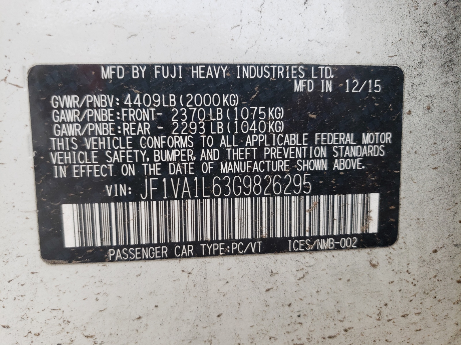 Zdjęcie 10 z aukcji – 2016 SUBARU WRX LIMITE z VIN JF1VA1L63G9826295