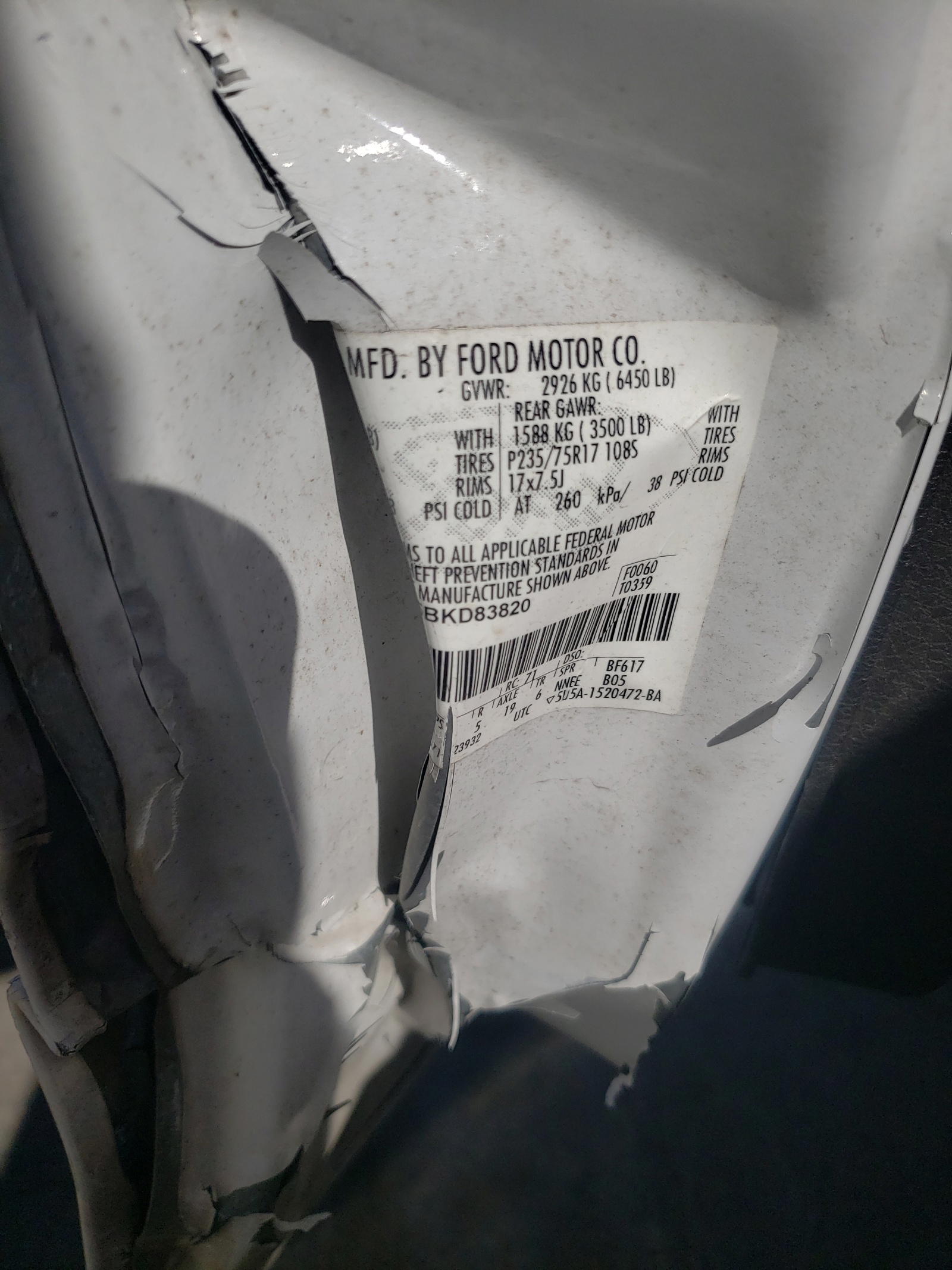 Photo 10 from auction – 2011 FORD F150 with VIN 1FTMF1CM5BKD83820