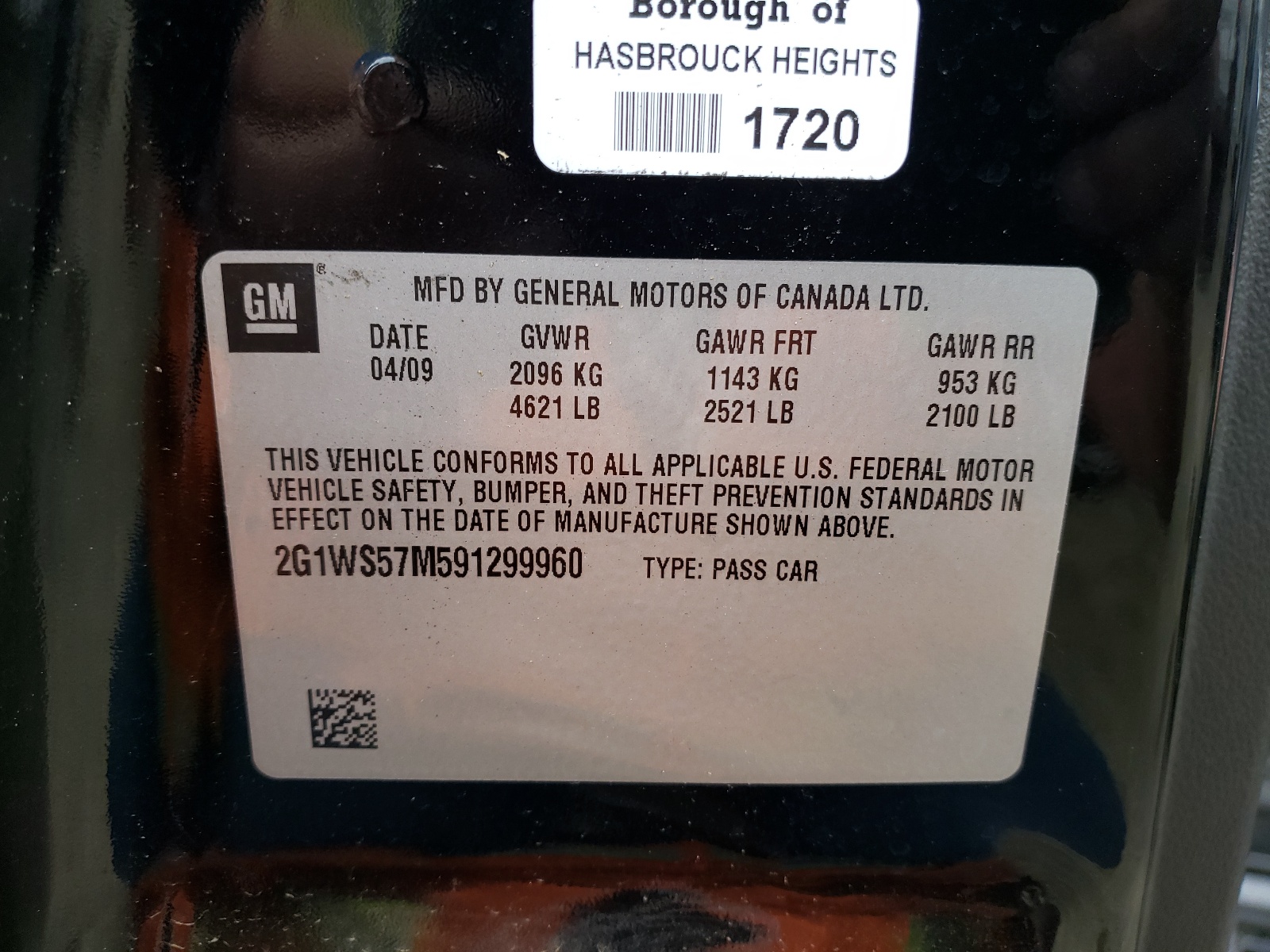 Photo 10 from auction – 2009 CHEVROLET IMPALA POL with VIN 2G1WS57M591299960
