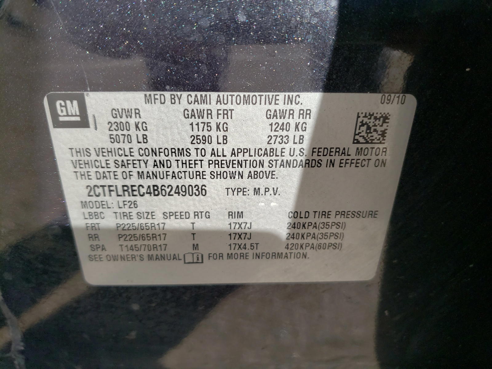 Photo 10 from auction – 2011 GMC TERRAIN SL with VIN 2CTFLREC4B6249036